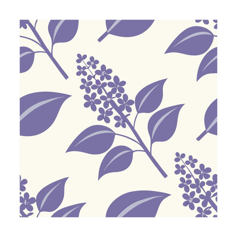 Lilac flower leaf pattern on cream with lavender light gray accents floral vector