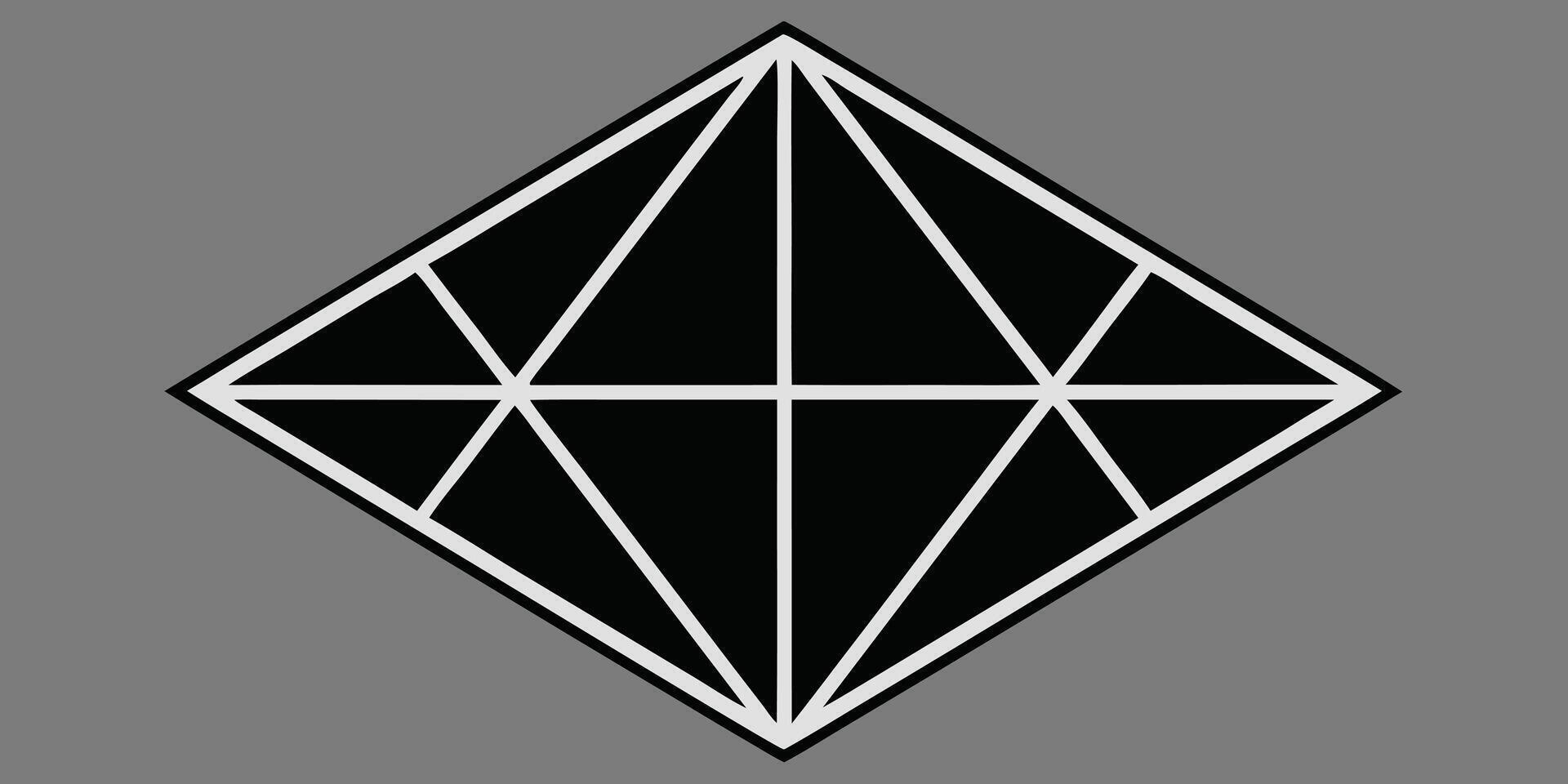 Geometric diamond shape with outlines triangular tessellation on gray abstract pattern vector