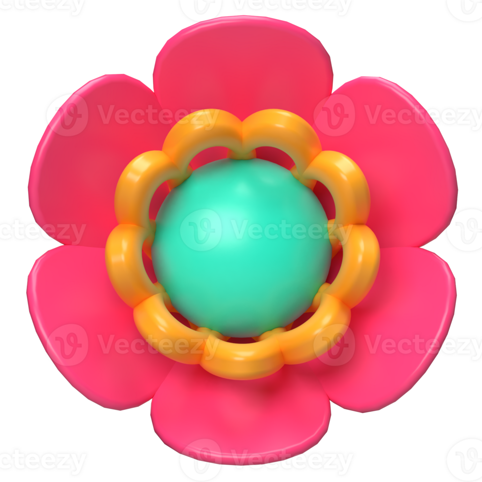 Abstract Flower Neon Petal Crown 3D Render png