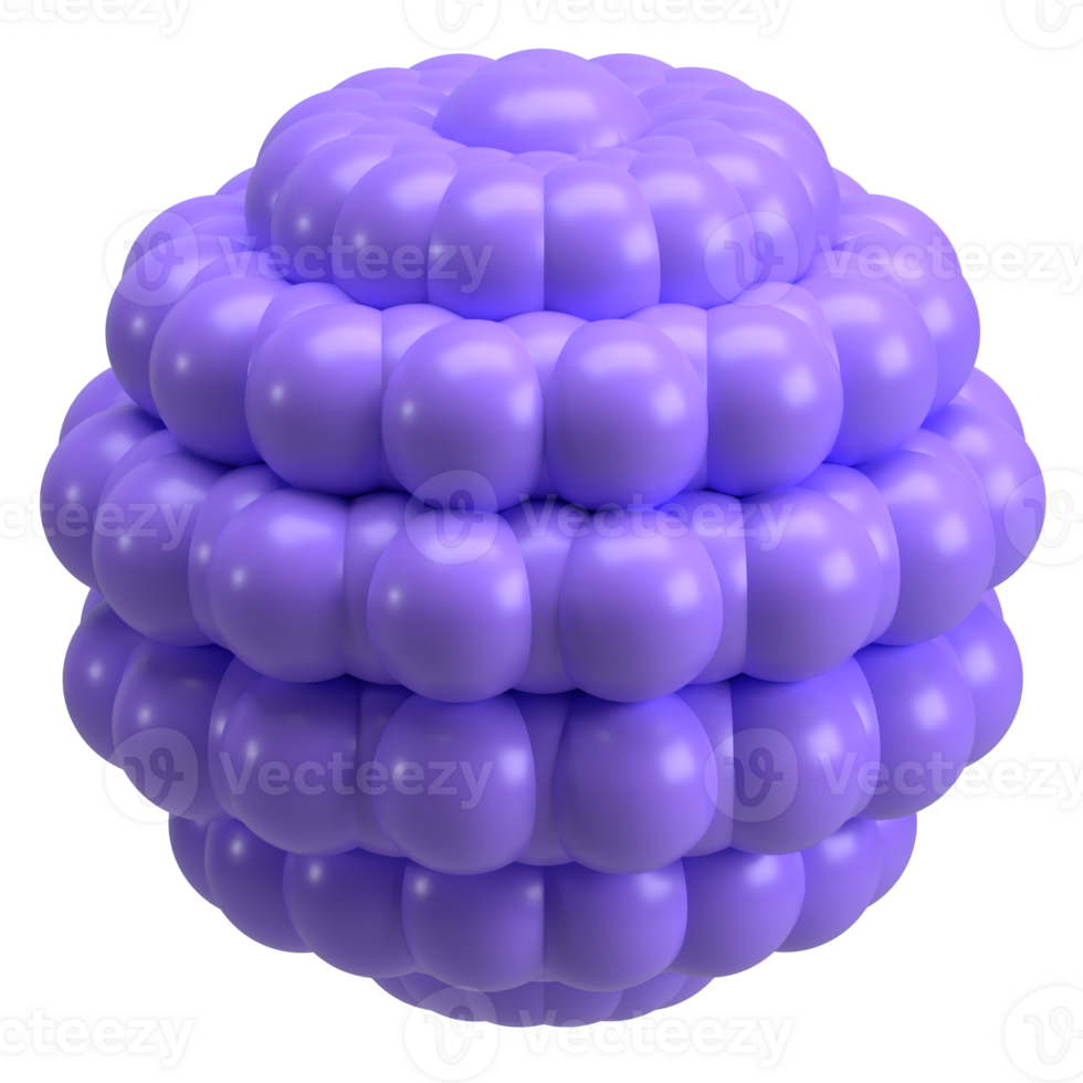 Abstract Flower Puffy Berry Ball 3D Render png