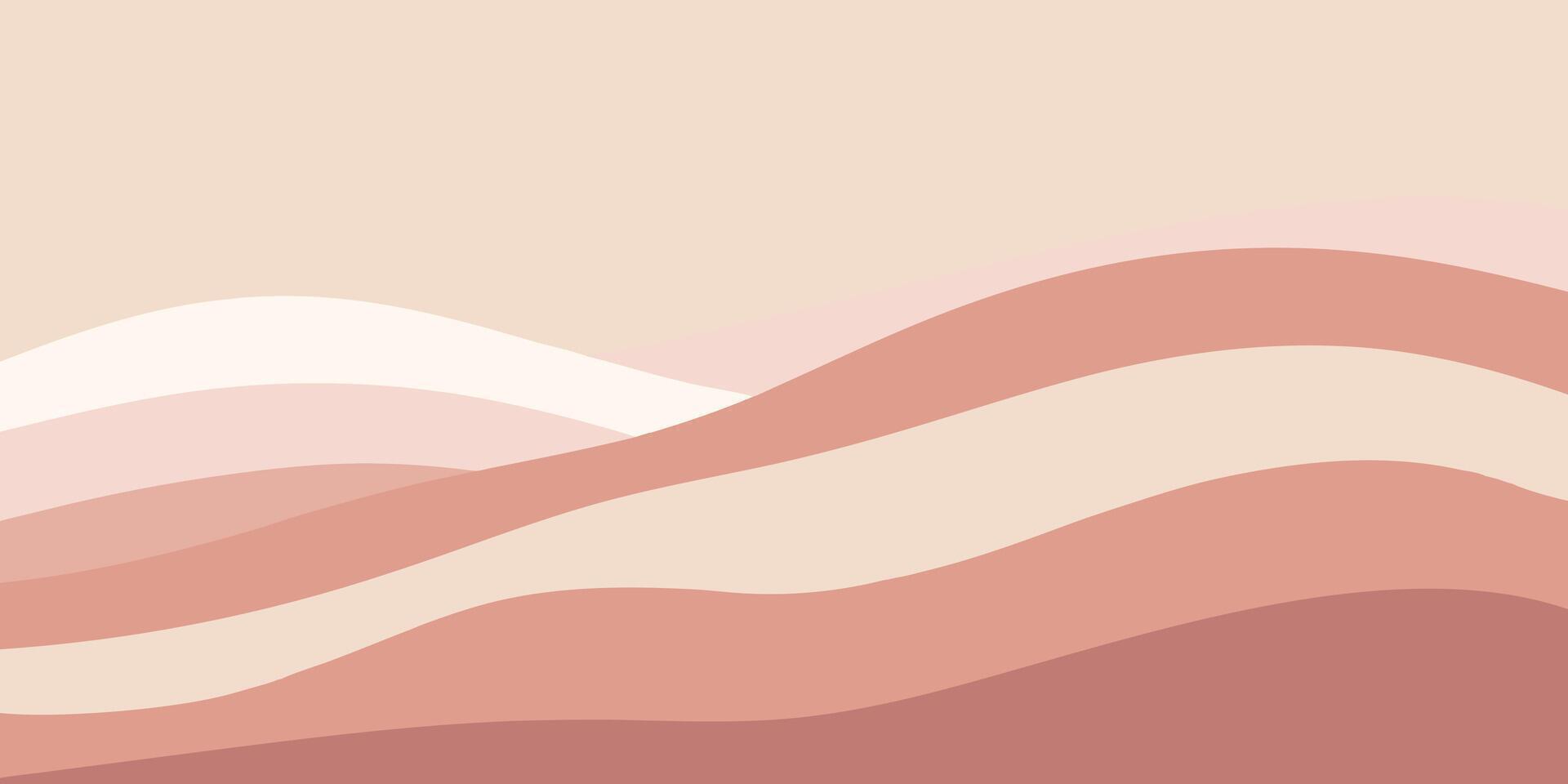 Abstract landscape with layered soft hills in shades pink beige Ombre effect graphic vector