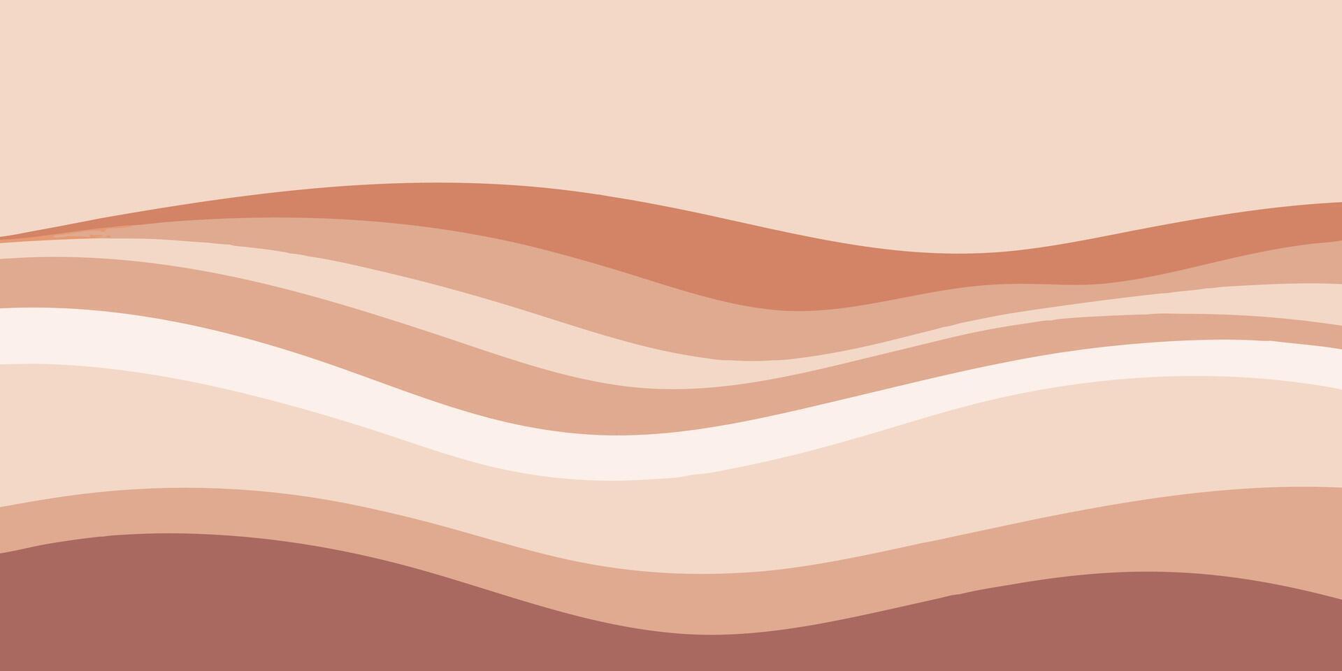 Abstract layered wavy shapes in various shades brown beige with Ombre effect waves vector