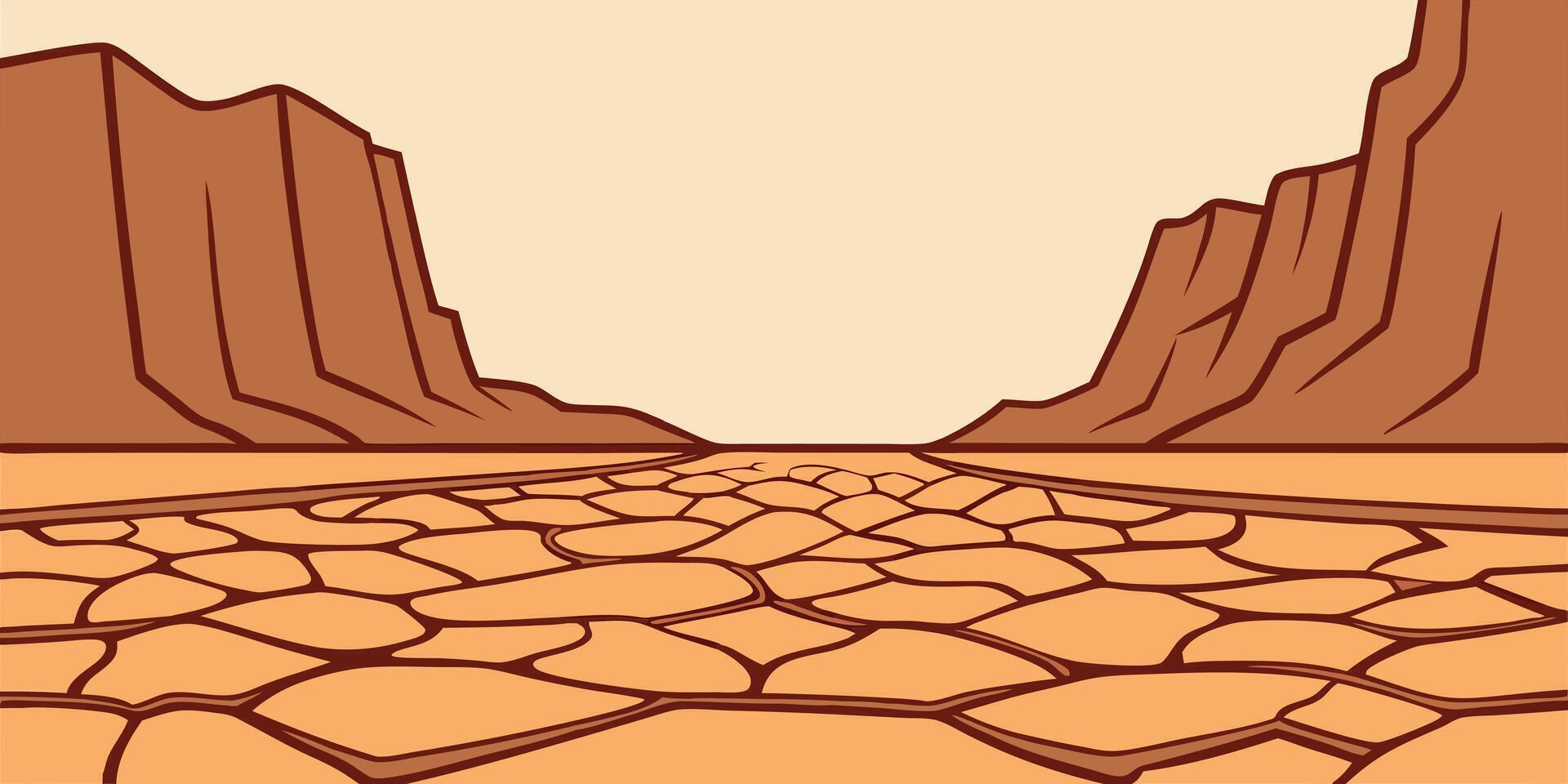 Desert Landscape Cracked Earth, Aridity, Drought, Canyon Walls, Dry Climate vector