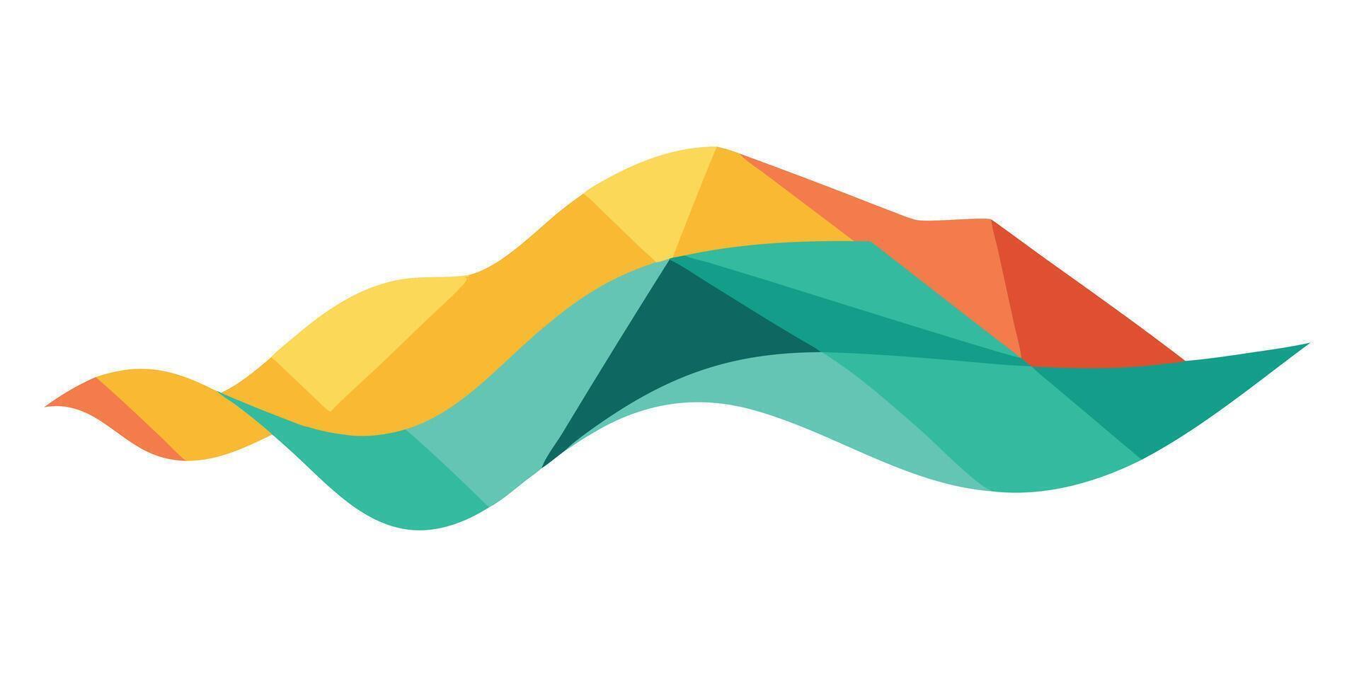 Abstract wave with overlapping geometric shapes in orange yellow teal colors on vector