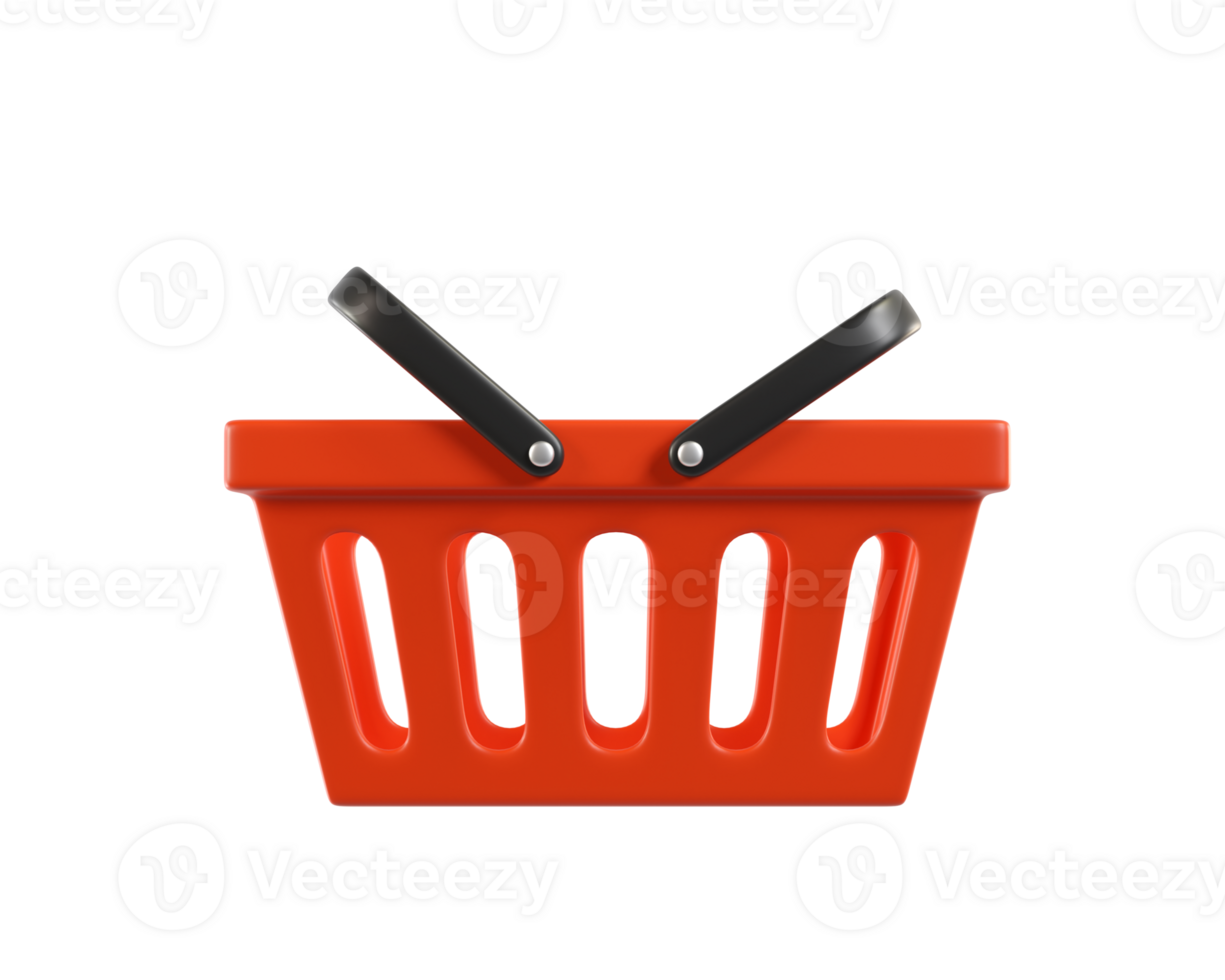 Red empty Shopping Cart from a supermarket for shopping. Shopping Basket, Shopping bag, 3d rendering on a transparent background png