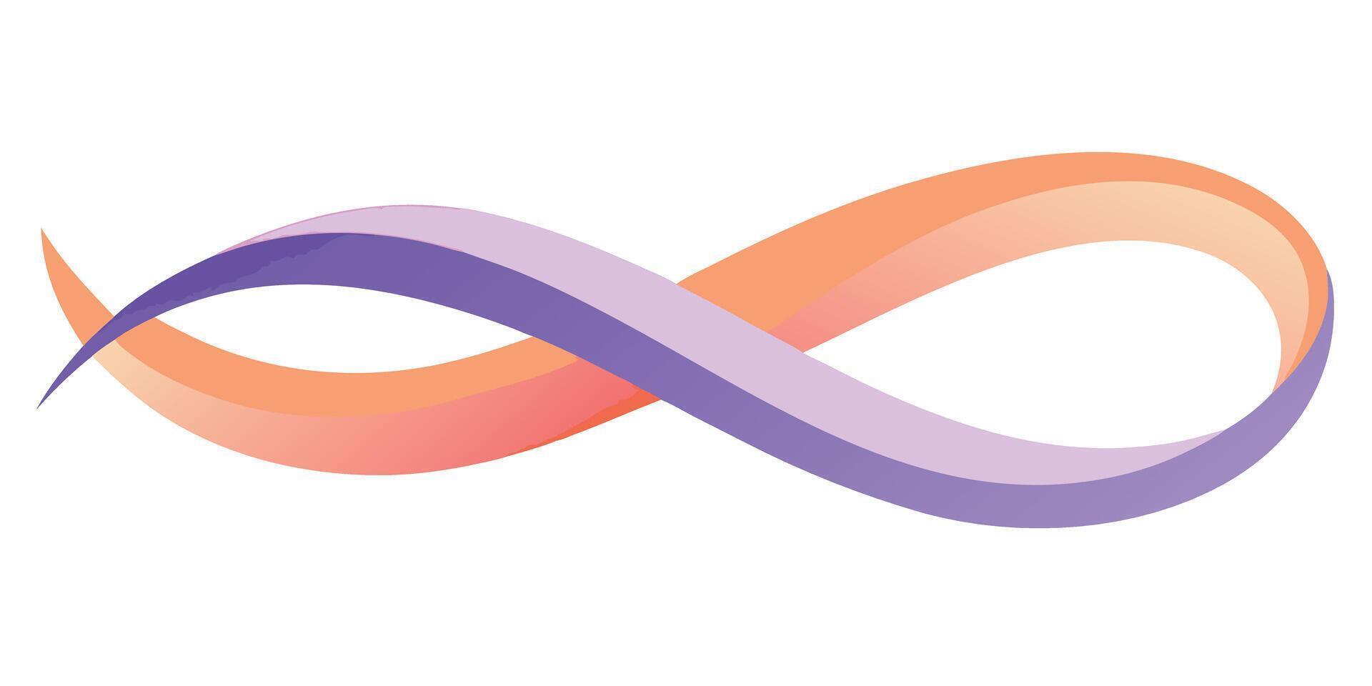 Flowing ribbon shape in ombre colors peach orange purple on graphic element vector