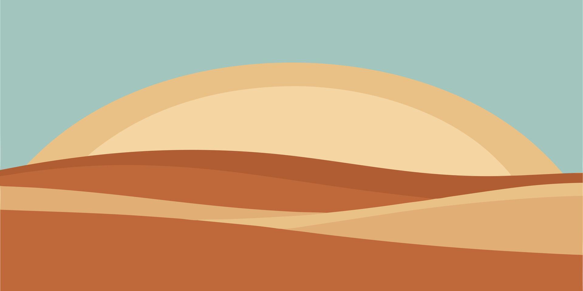 Abstract Desert Sunset Landscape Minimalist Sand Dunes and Sky vector