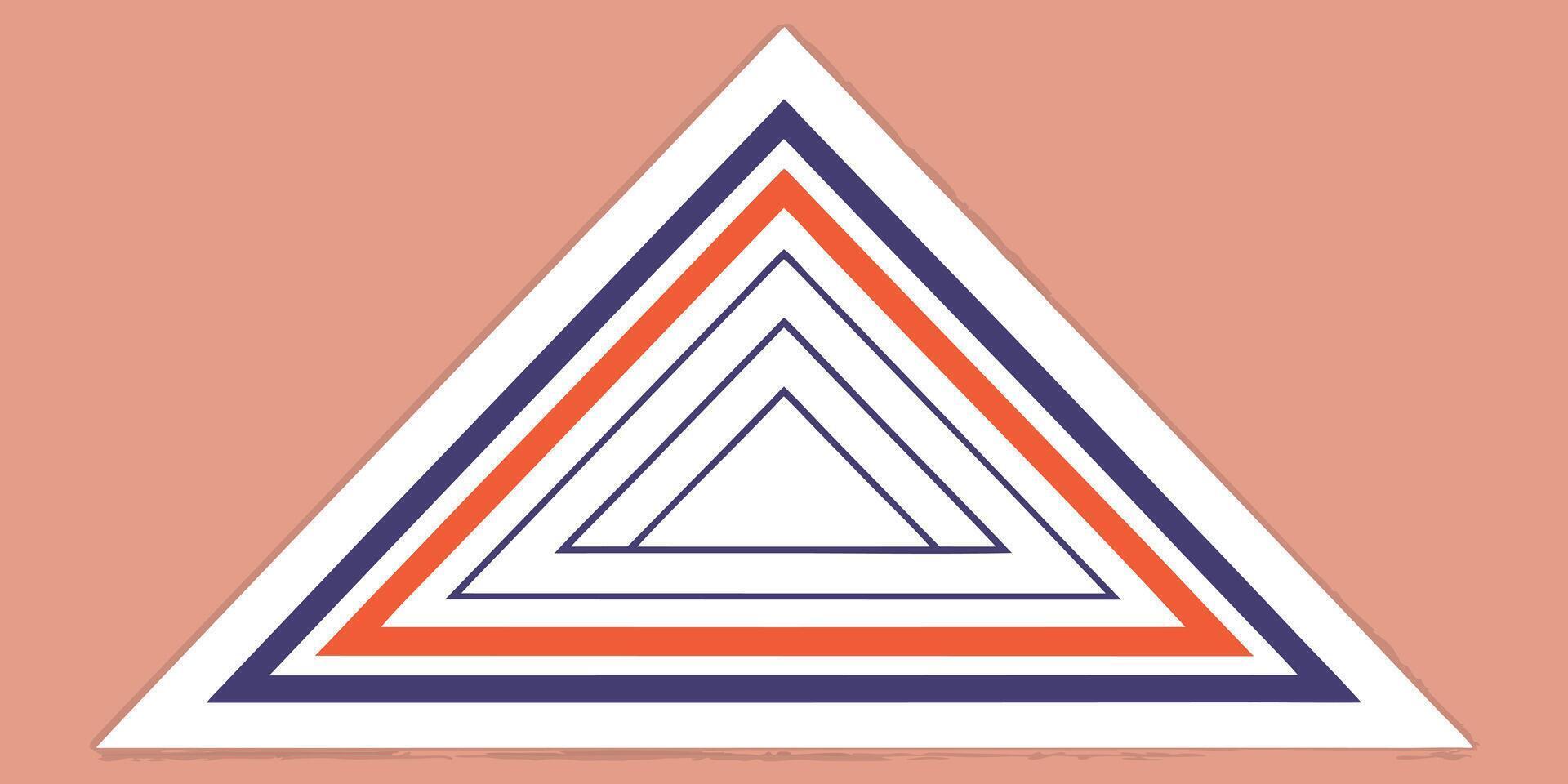 Overlapping triangle design with blue orange lines on a peach Prismatic geometric vector