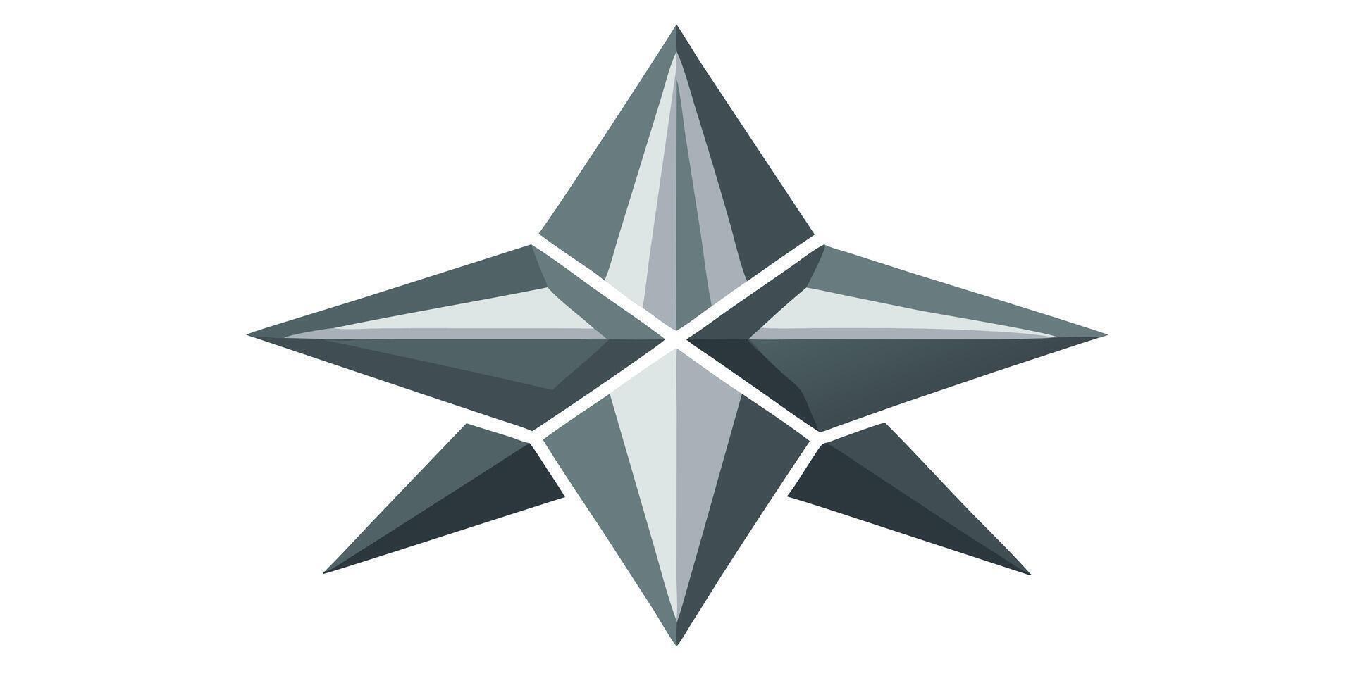 Geometric star made overlapping gray diamond shapes on a vector