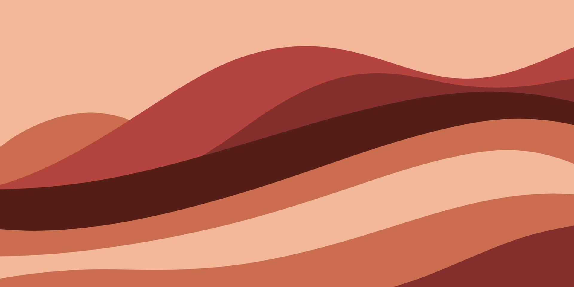 Abstract layered hills in shades red orange with a gradient landscape graphic vector