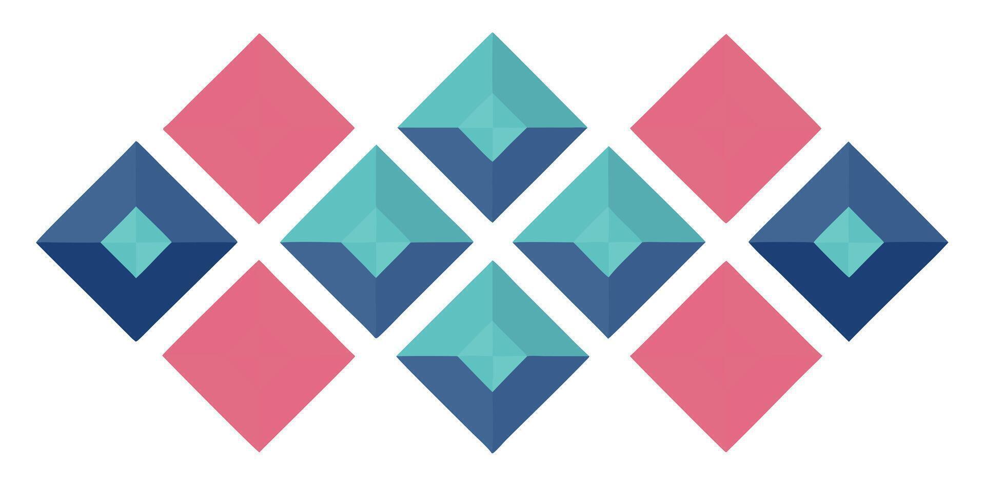 Geometric diamond pattern in pink teal blue on abstract design diamonds vector
