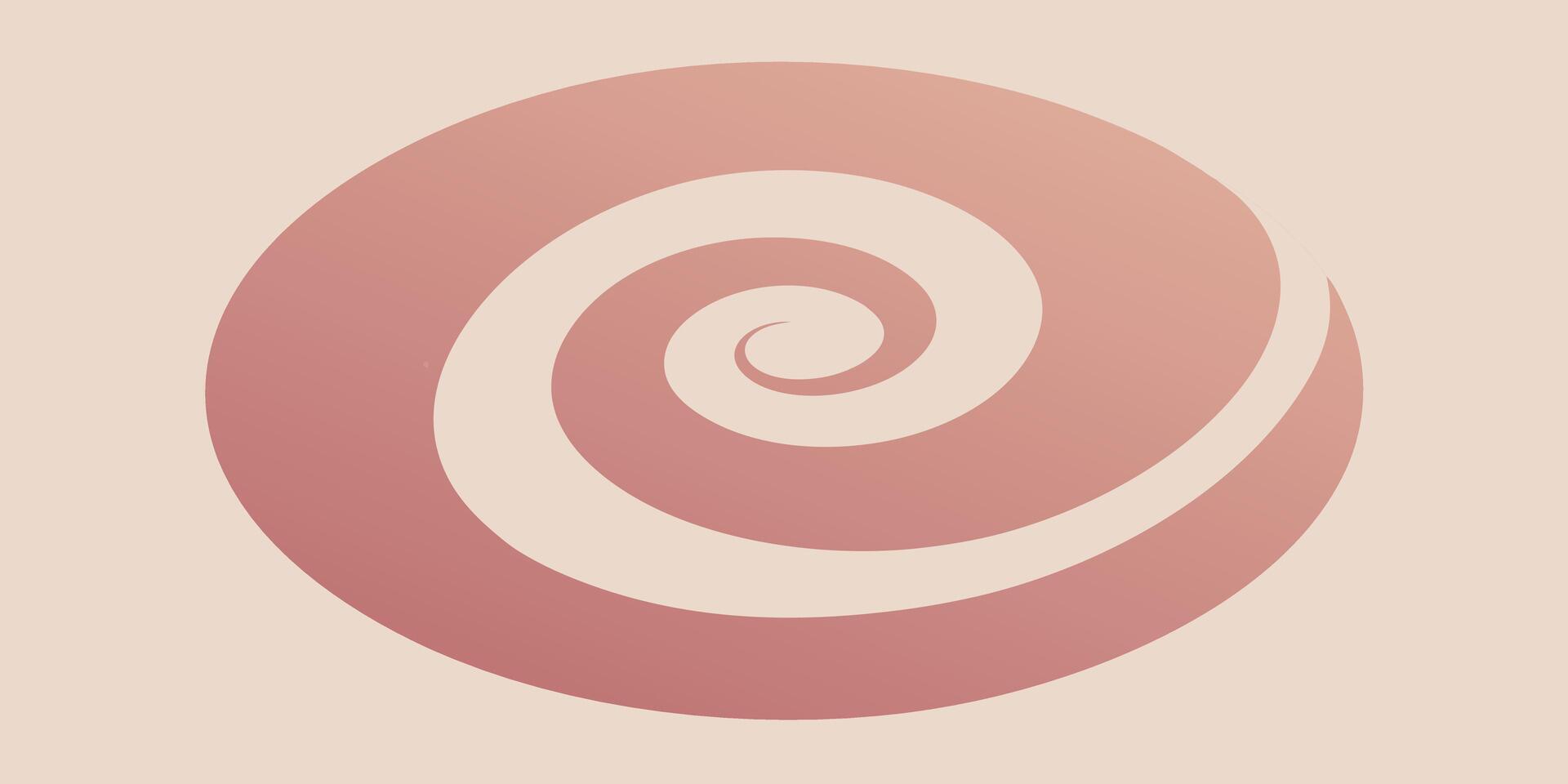 Two-tone spiral form in pink cream colors with Ombre effect on a soft beige swirl vector