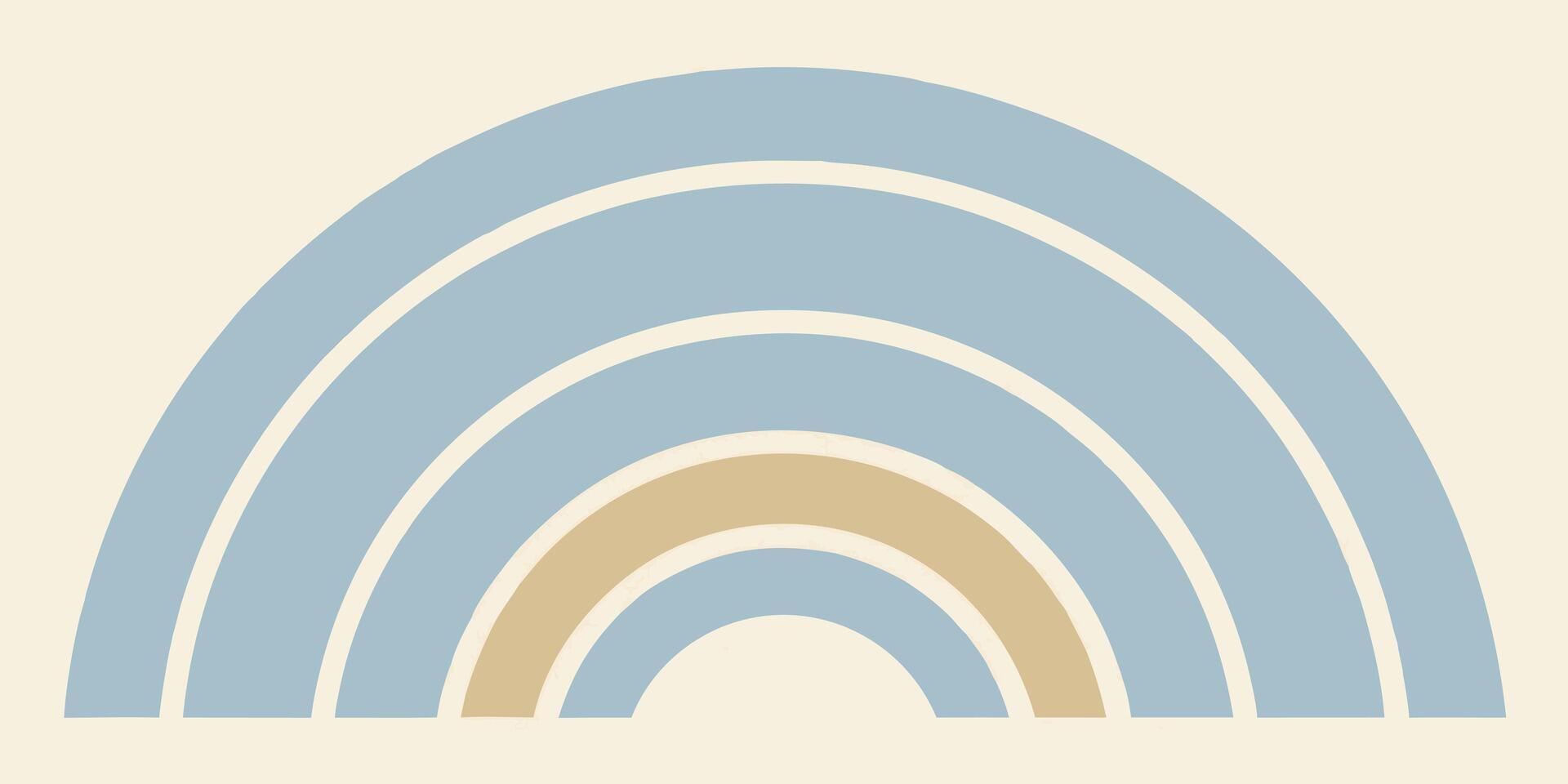 Abstract rainbow with pale blue beige tan curved arcs on a cream curves graphic vector