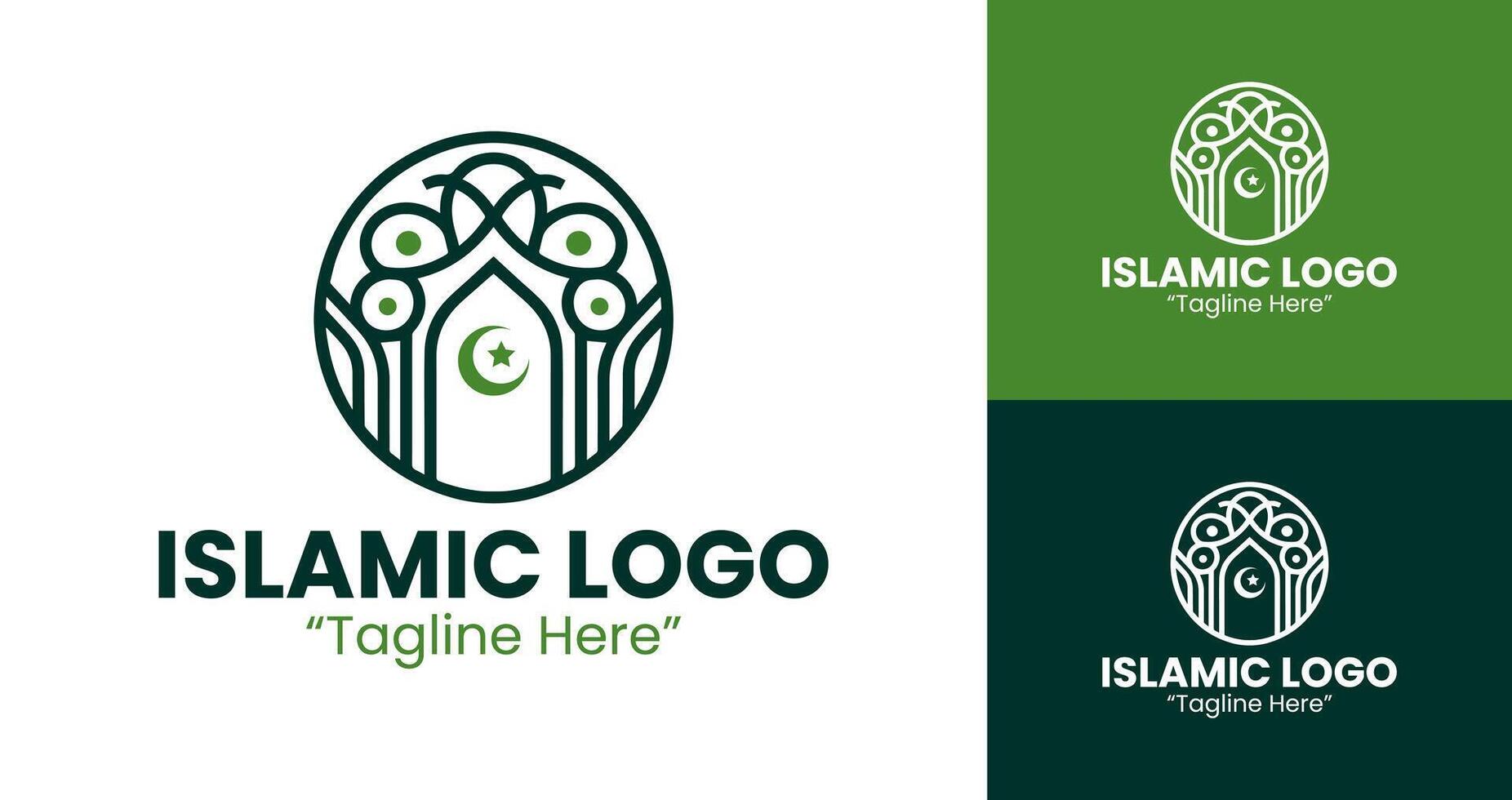 Creative Professional Green Dome and Crescent Logo for Islamic Event Branding vector