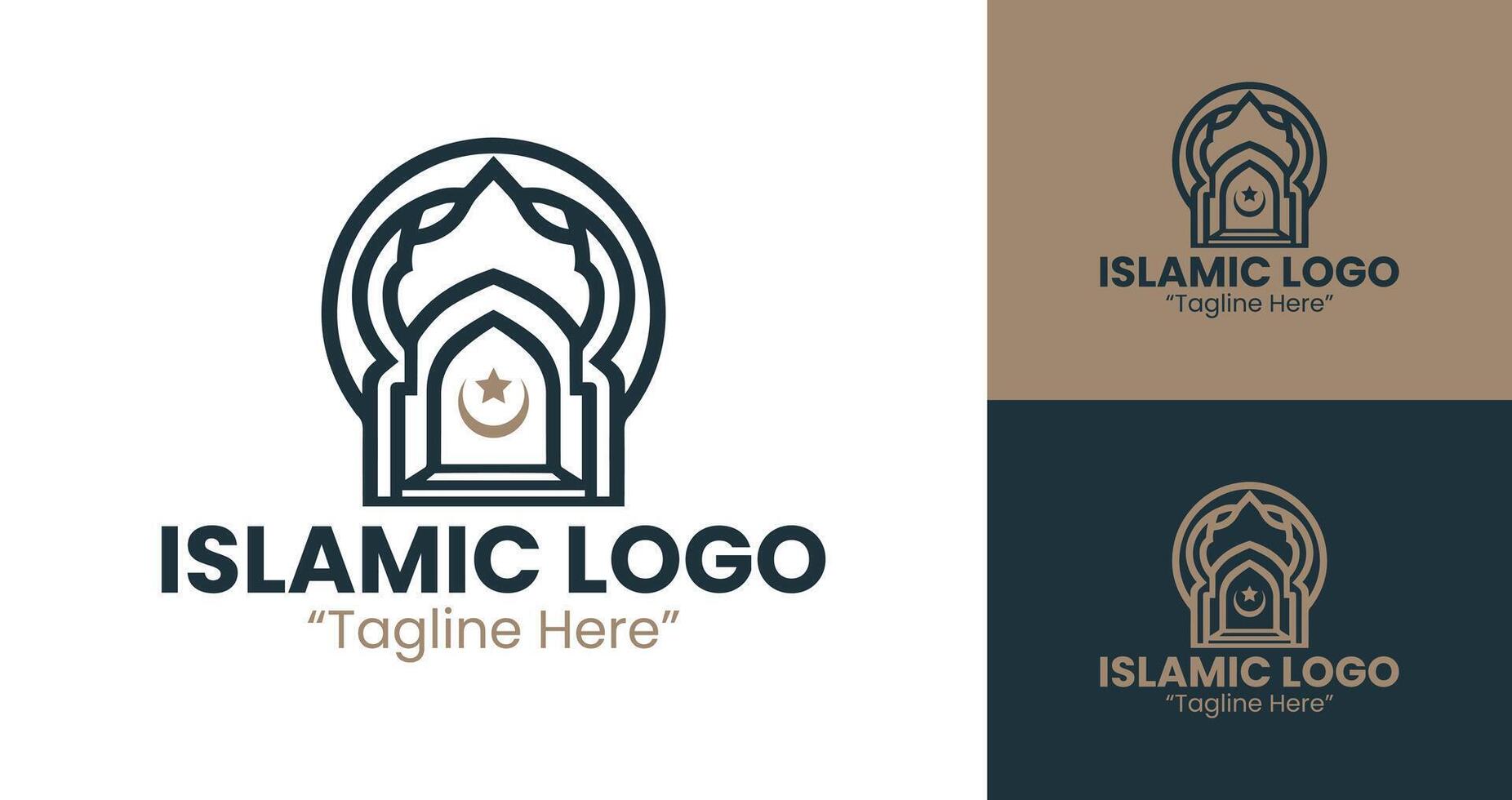 Creative Brown and Dark Blue Islamic Logo for Branding and Events vector