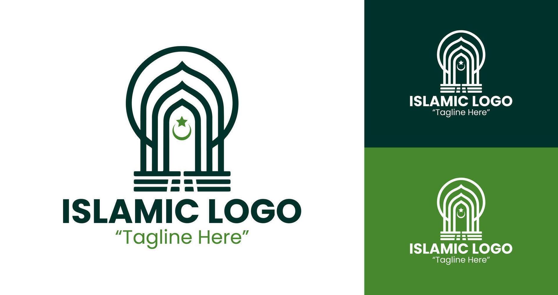 Stylish Islamic Logo Featuring Green and White for Religious and Business Branding vector