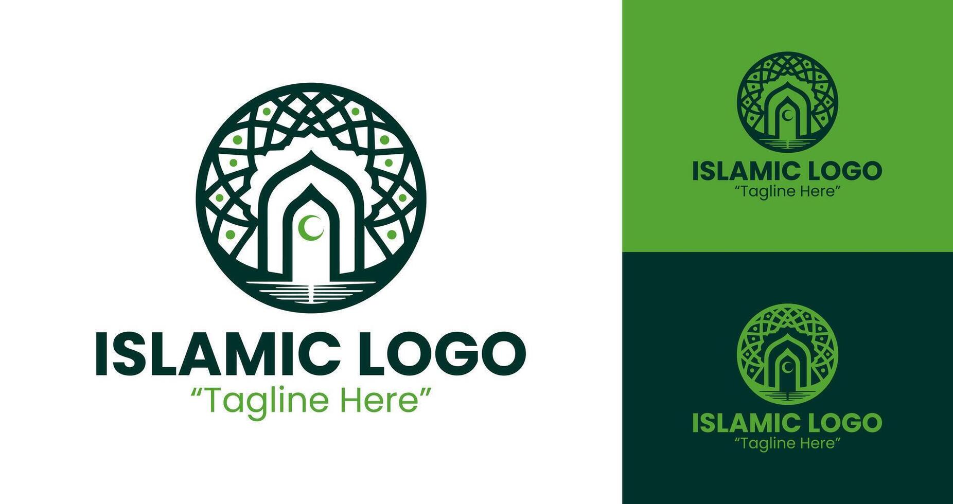 Exclusive Green Islamic Logo with Crescent and Dome for Modern Branding vector
