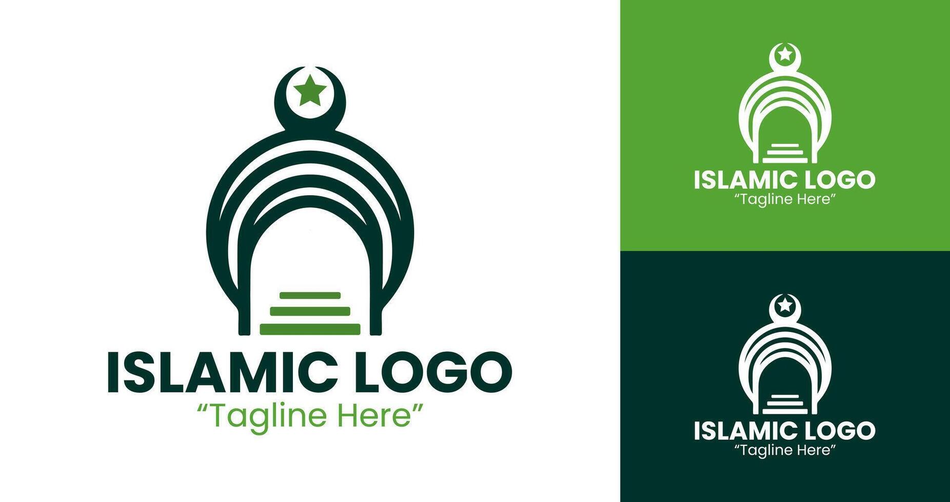Modern Islamic Logo with Crescent and Mosque Dome for Branding and Events vector