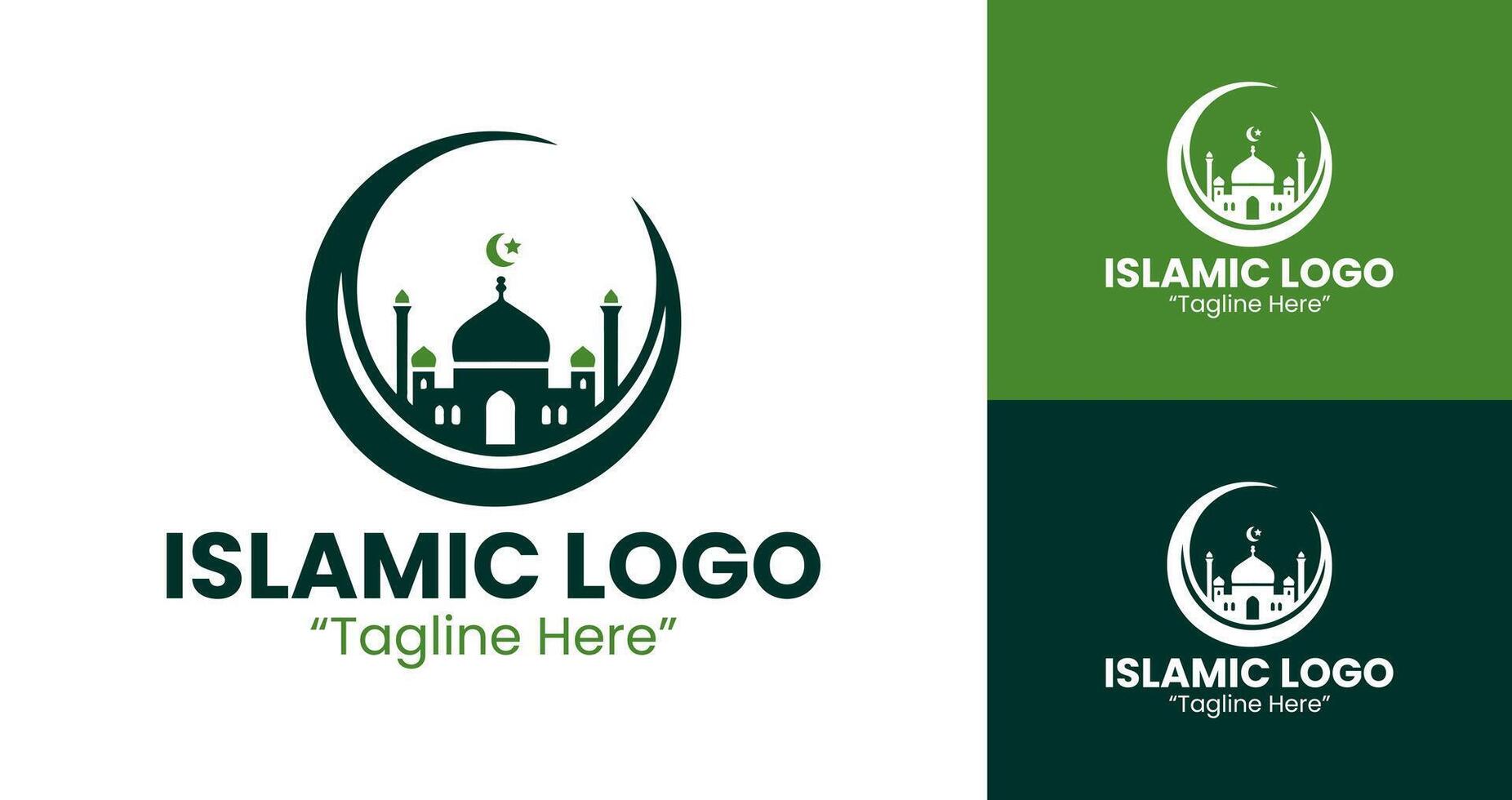Dynamic Green Mosque and Crescent Logo for Branding and Event Ideas vector