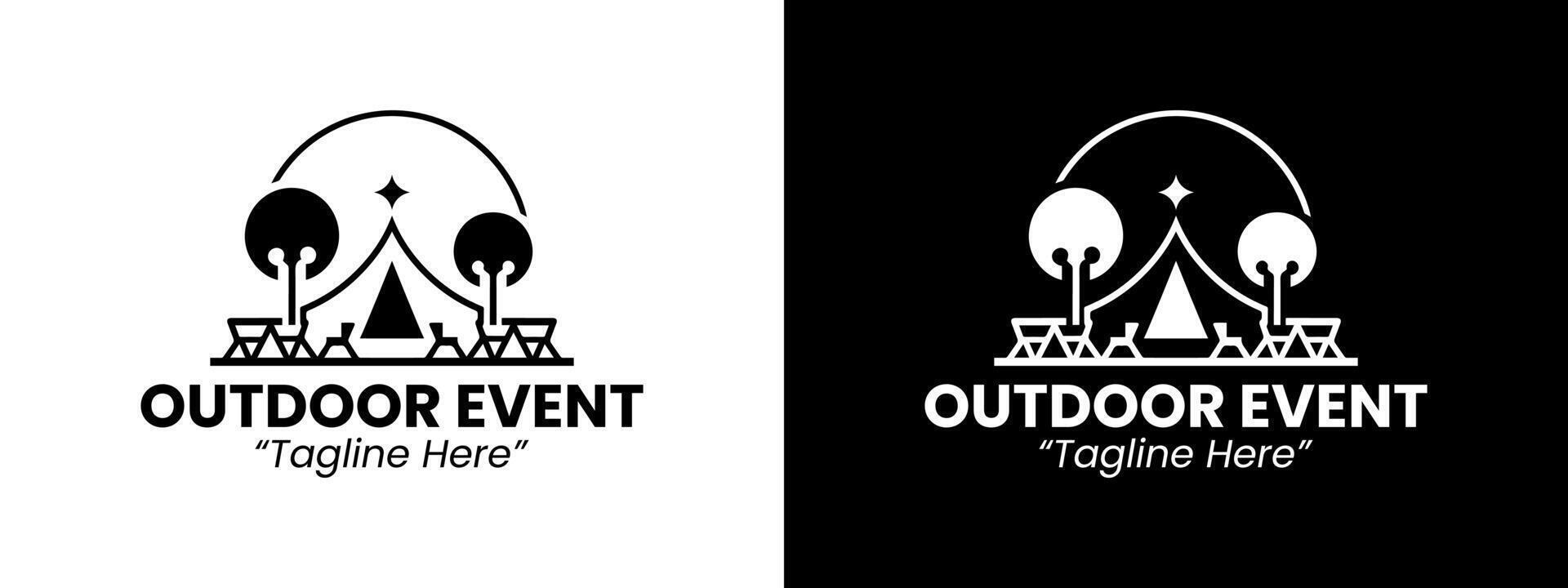 Minimalist Black and White Outdoor Event Logo for Nature and Adventure Branding vector