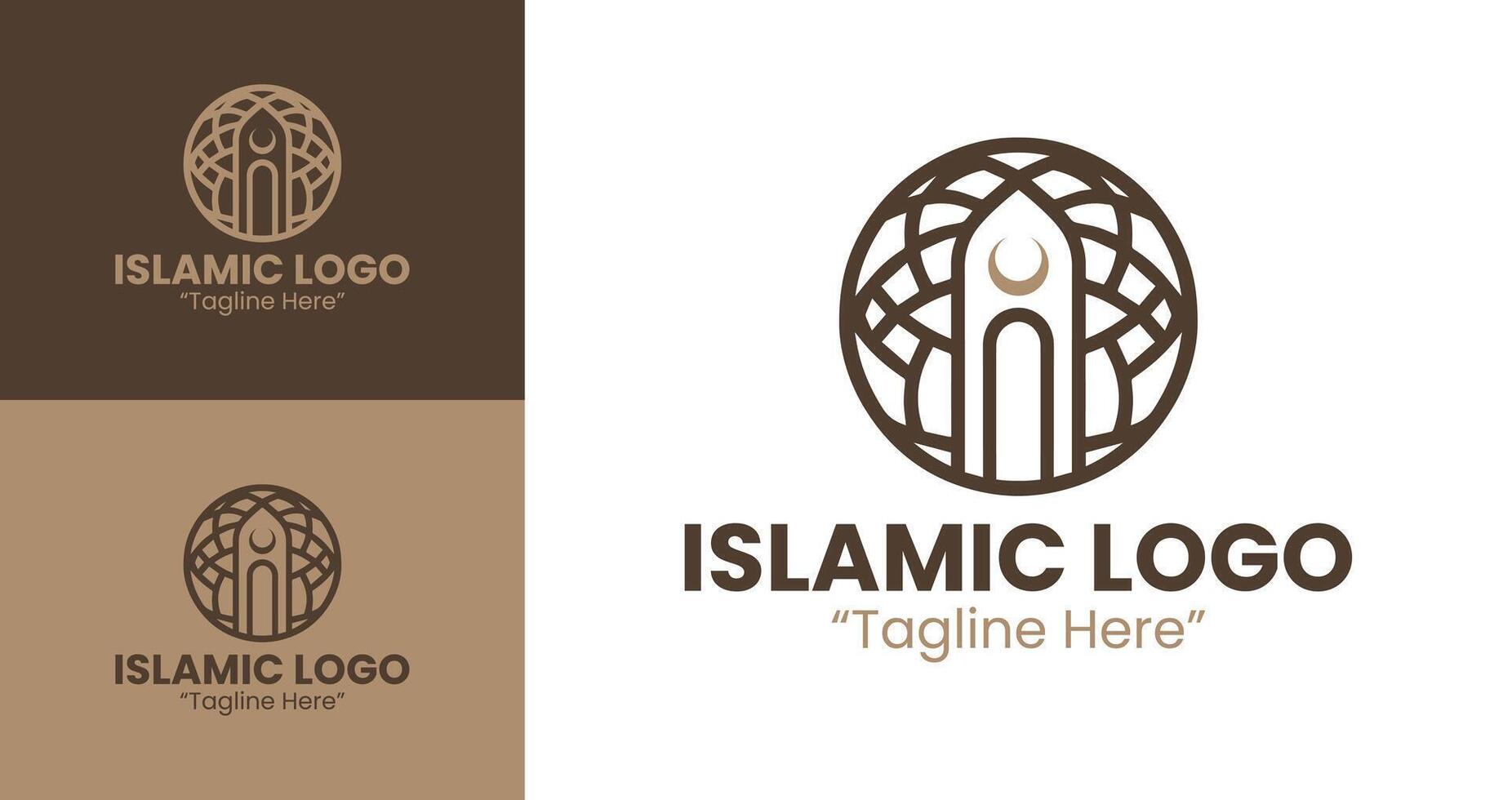 Elegant Islamic Logo in Brown Color with Minimalist Arch and Creative Business Identity vector