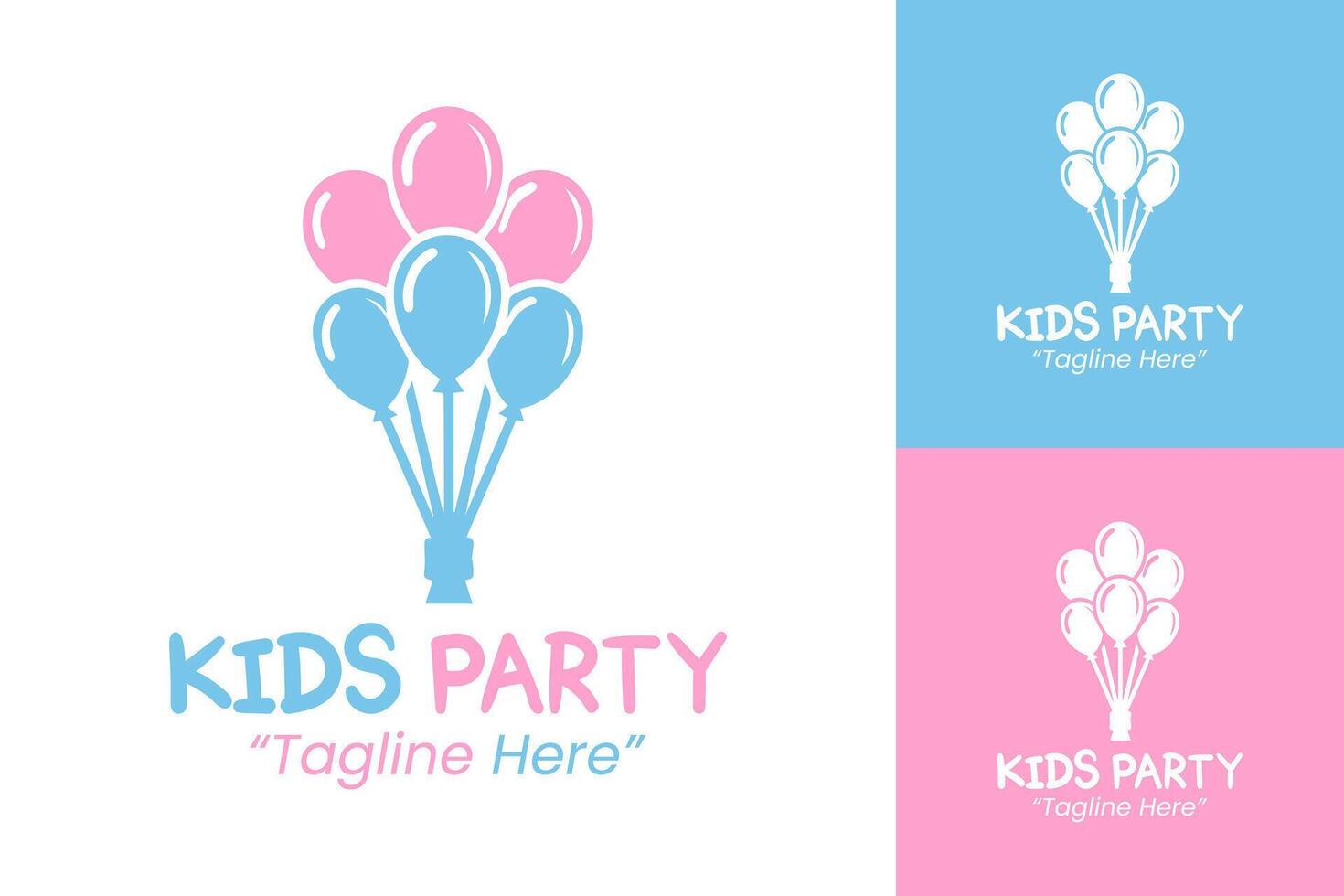 Modern Blue and Pink Kids Party Logo for Creative Event Branding vector