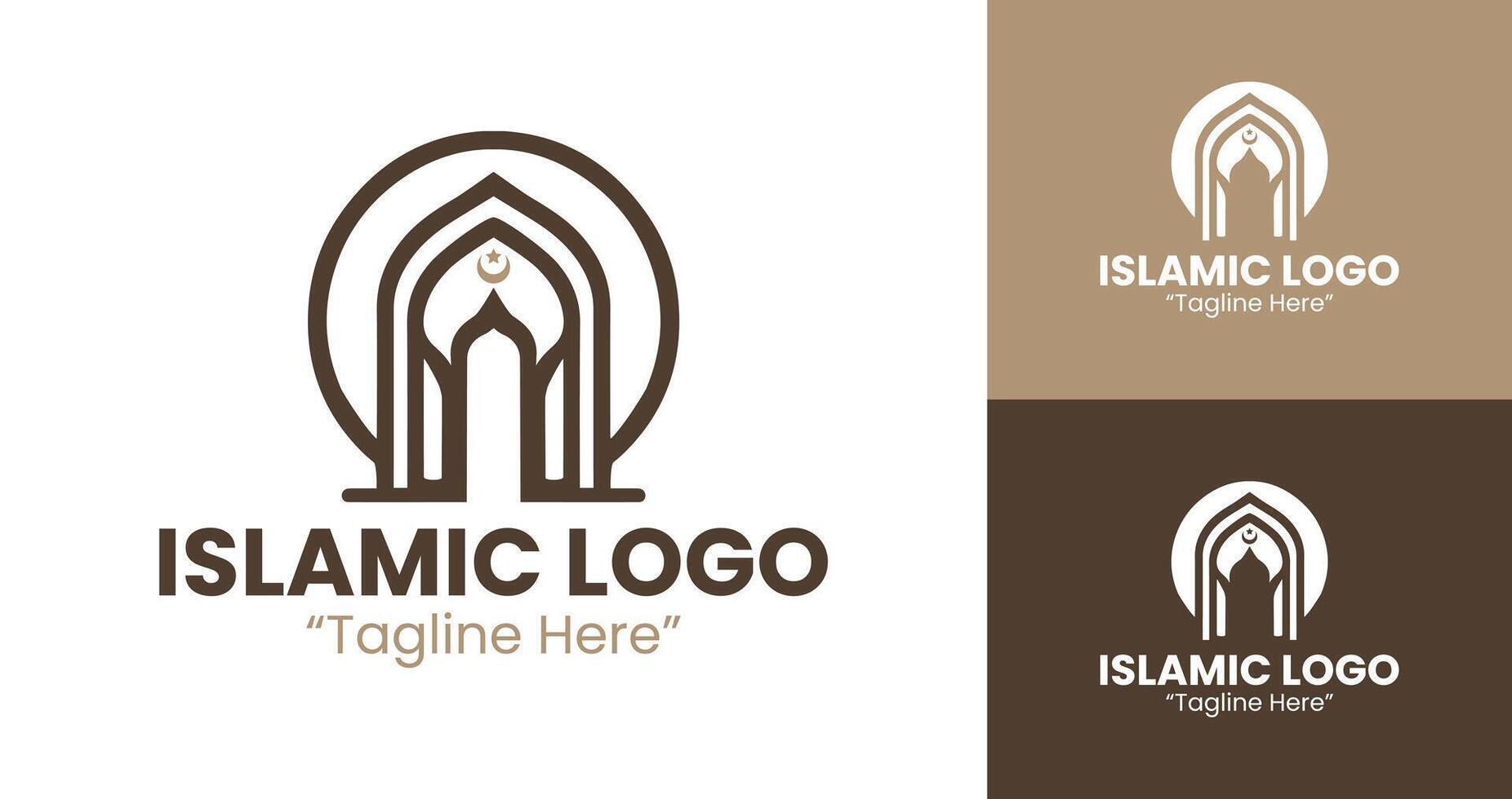 Elegant Warm Brown Islamic Logo Designs for Branding and Identity vector