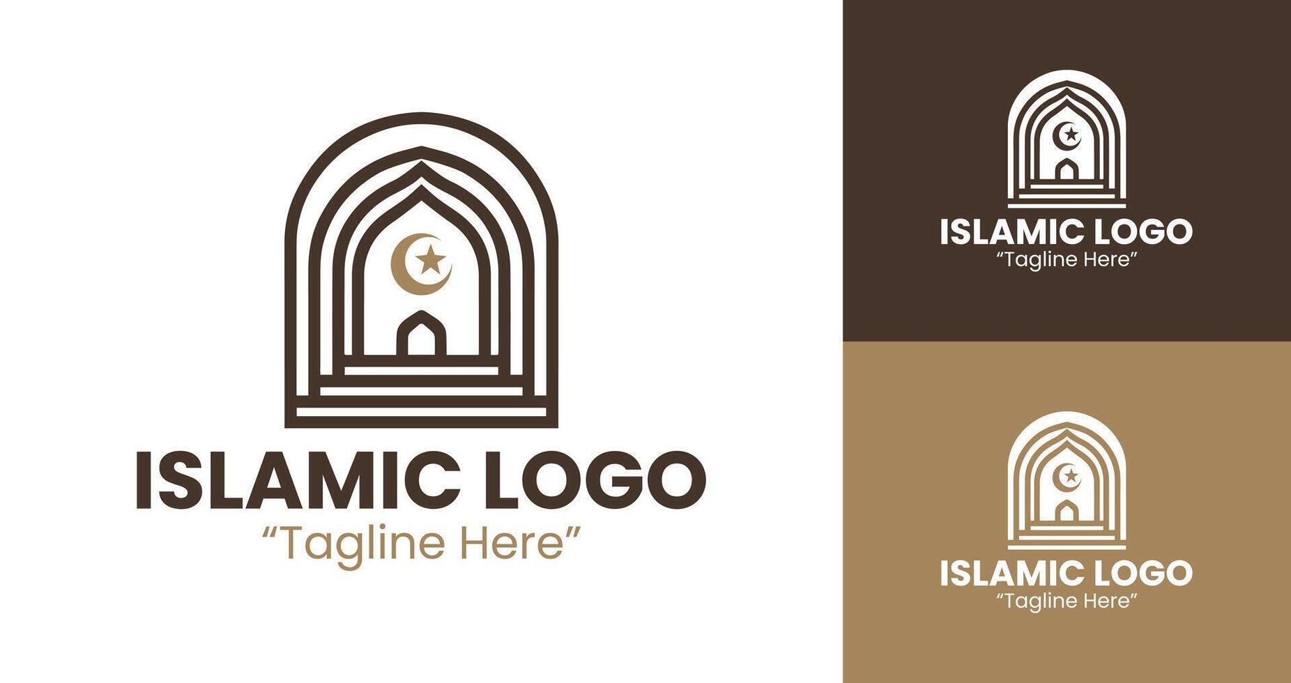 Minimalist Islamic Logo Design with Brown and Dark Blue for Branding and Identity vector