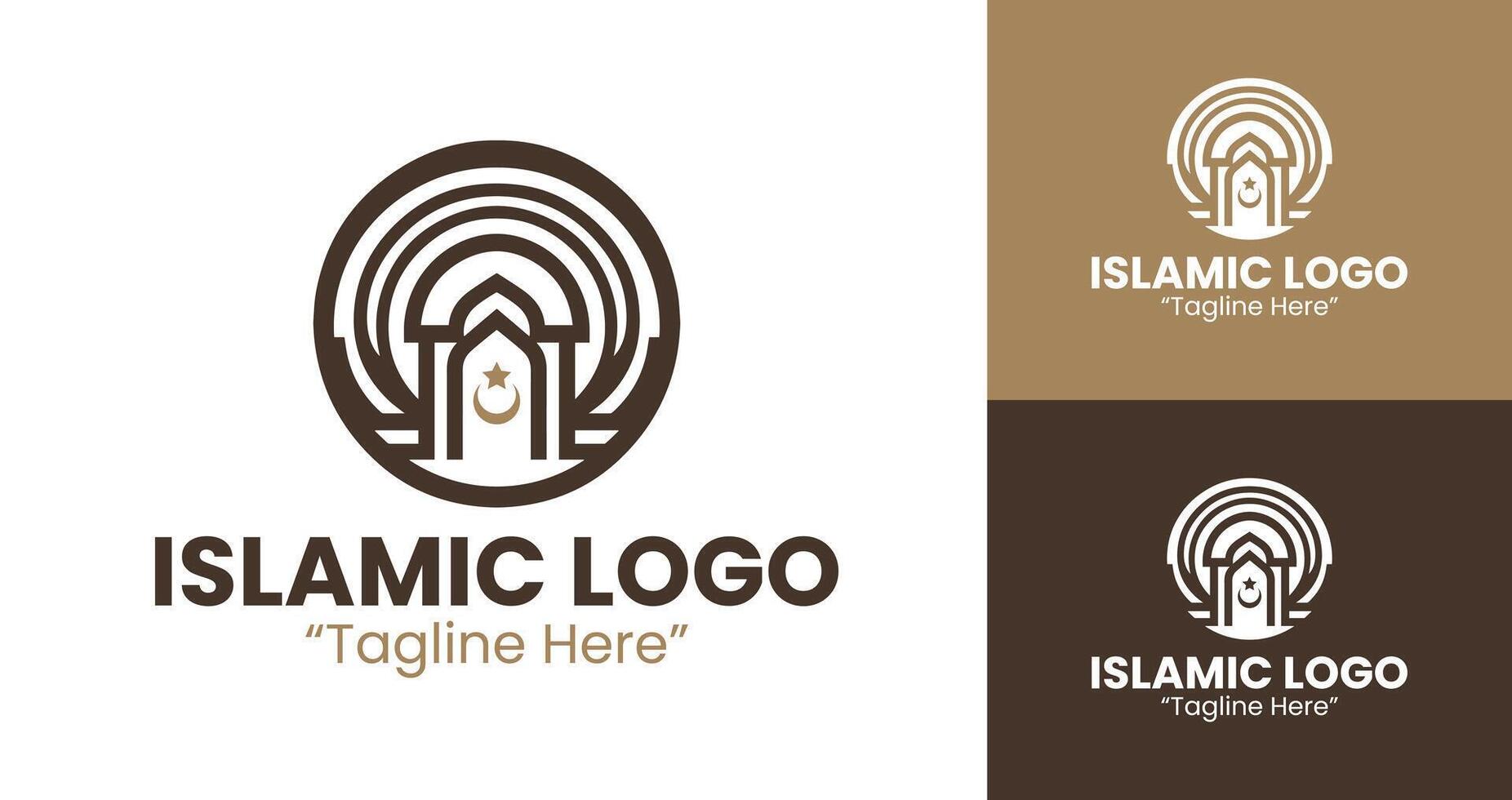 Modern and Versatile Islamic Logo Design in Brown and Dark Blue for Business Branding vector