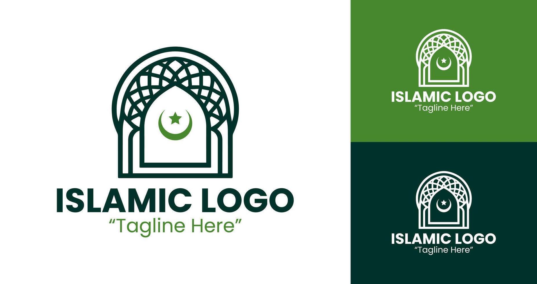 Islamic Green Dome and Crescent Logo for Event Promotion and Branding vector