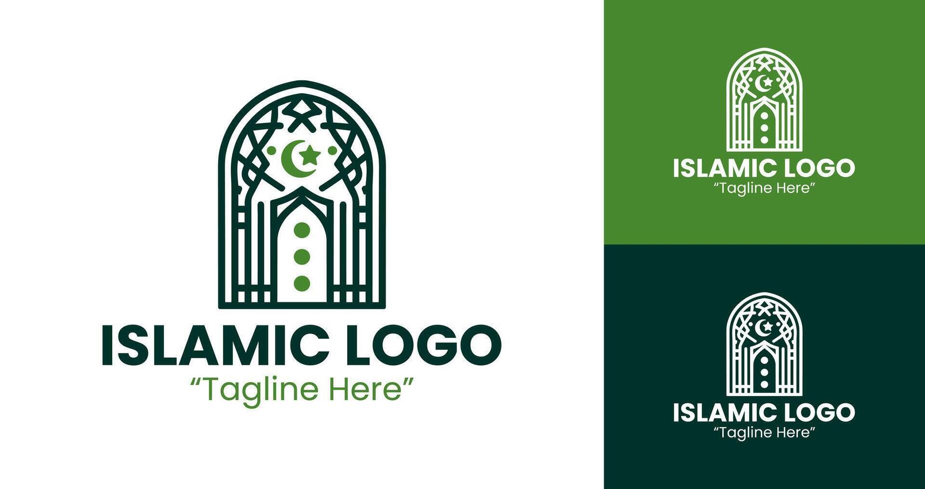 Elegant Islamic Logo Design for Personal and Business Use in Green vector