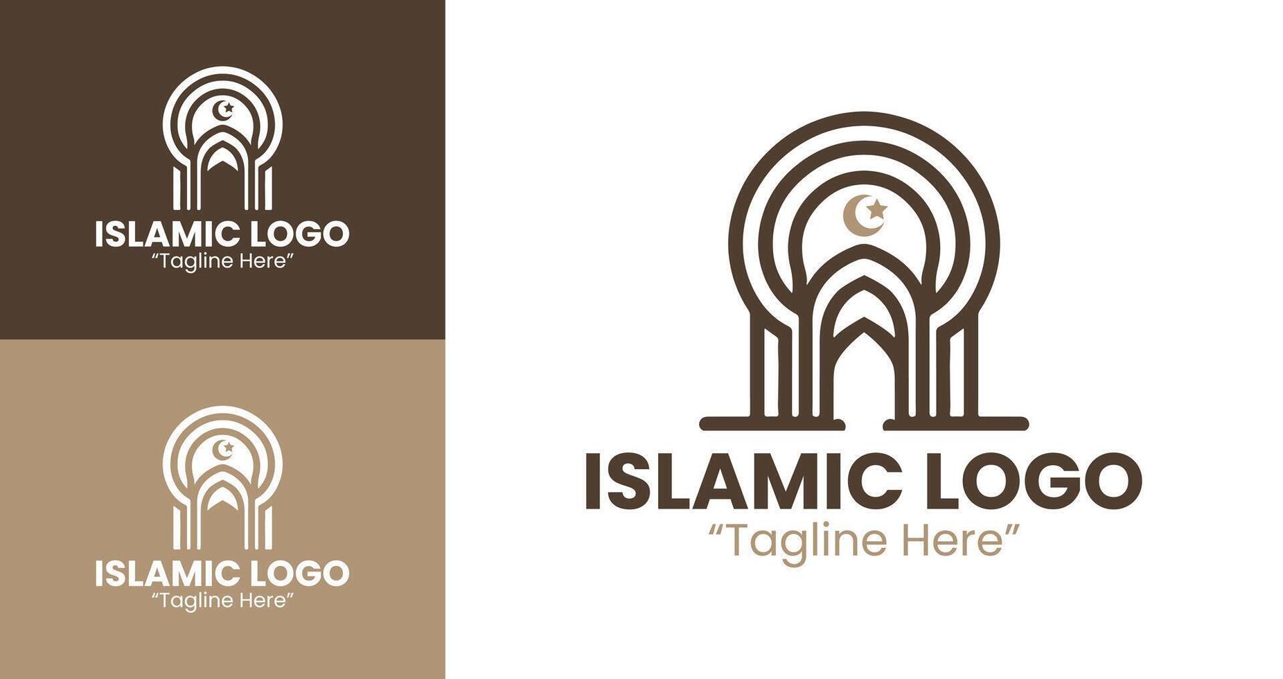 Geometric Warm Brown Islamic Logo for Business Branding and Cultural Identity vector