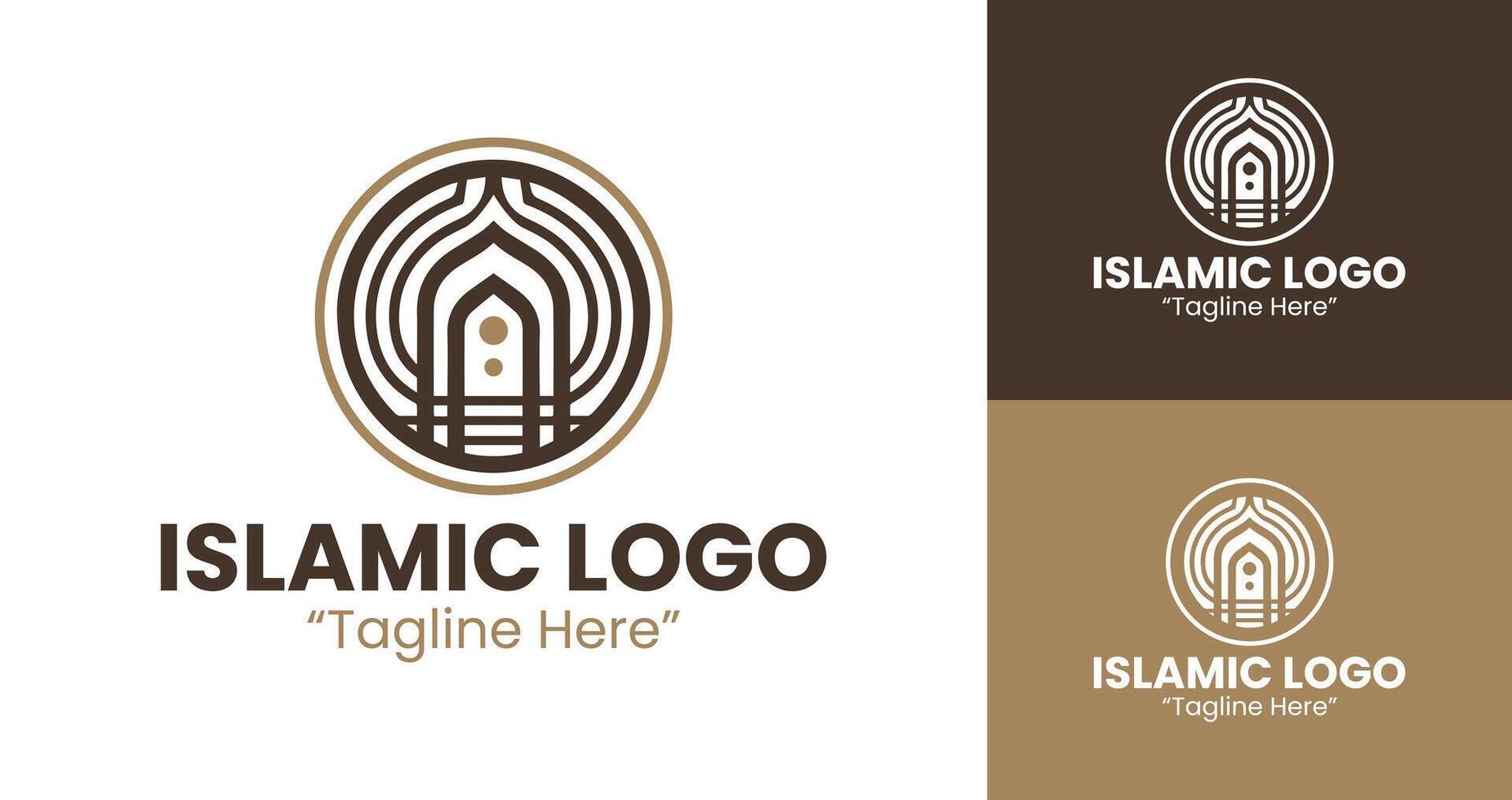 Sleek and Modern Islamic Logo for Branding and Corporate Identity in Brown and Blue vector