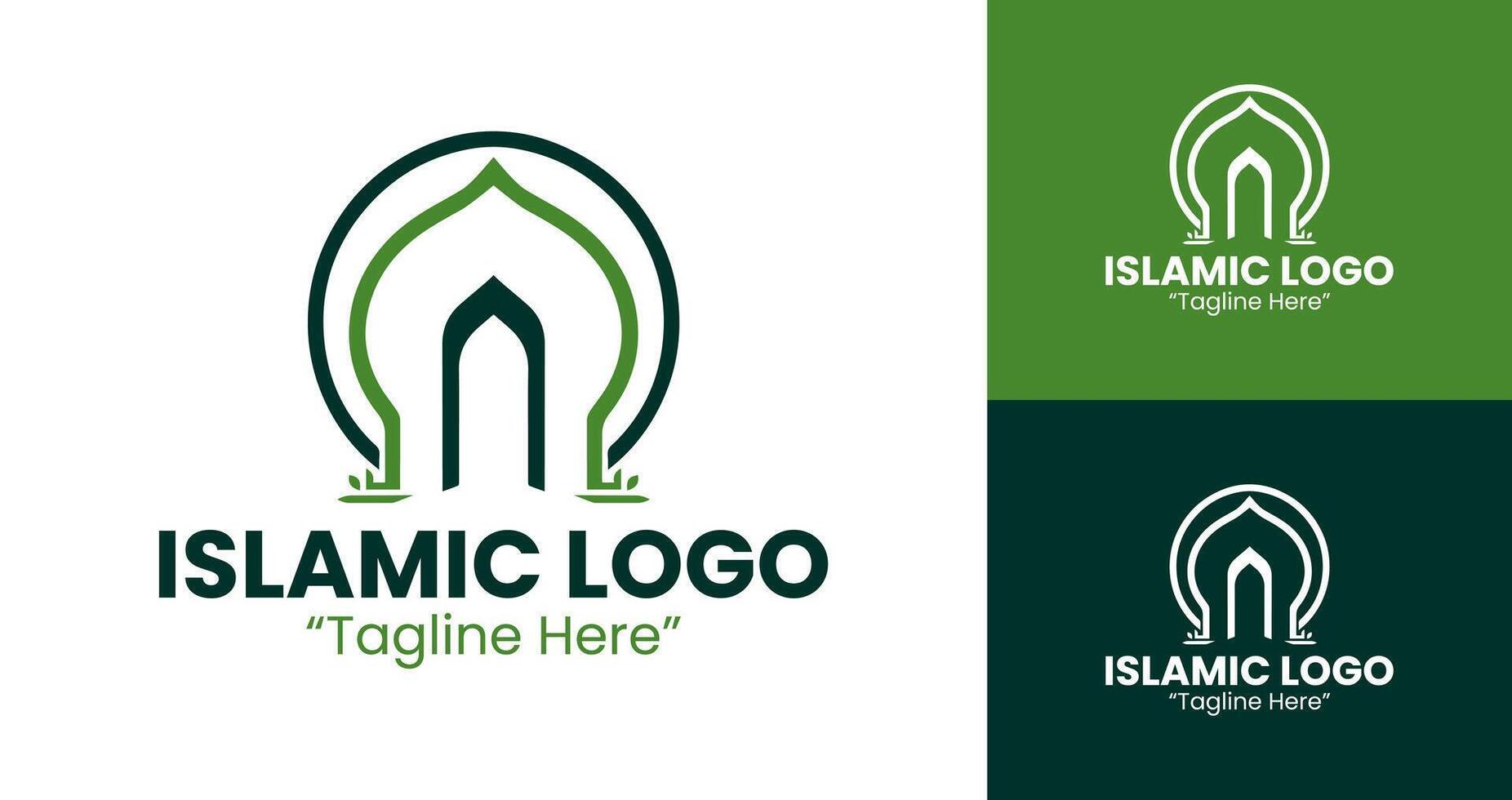Stylish Minimalist Green Dome Logo for Islamic Event Branding and Identity vector