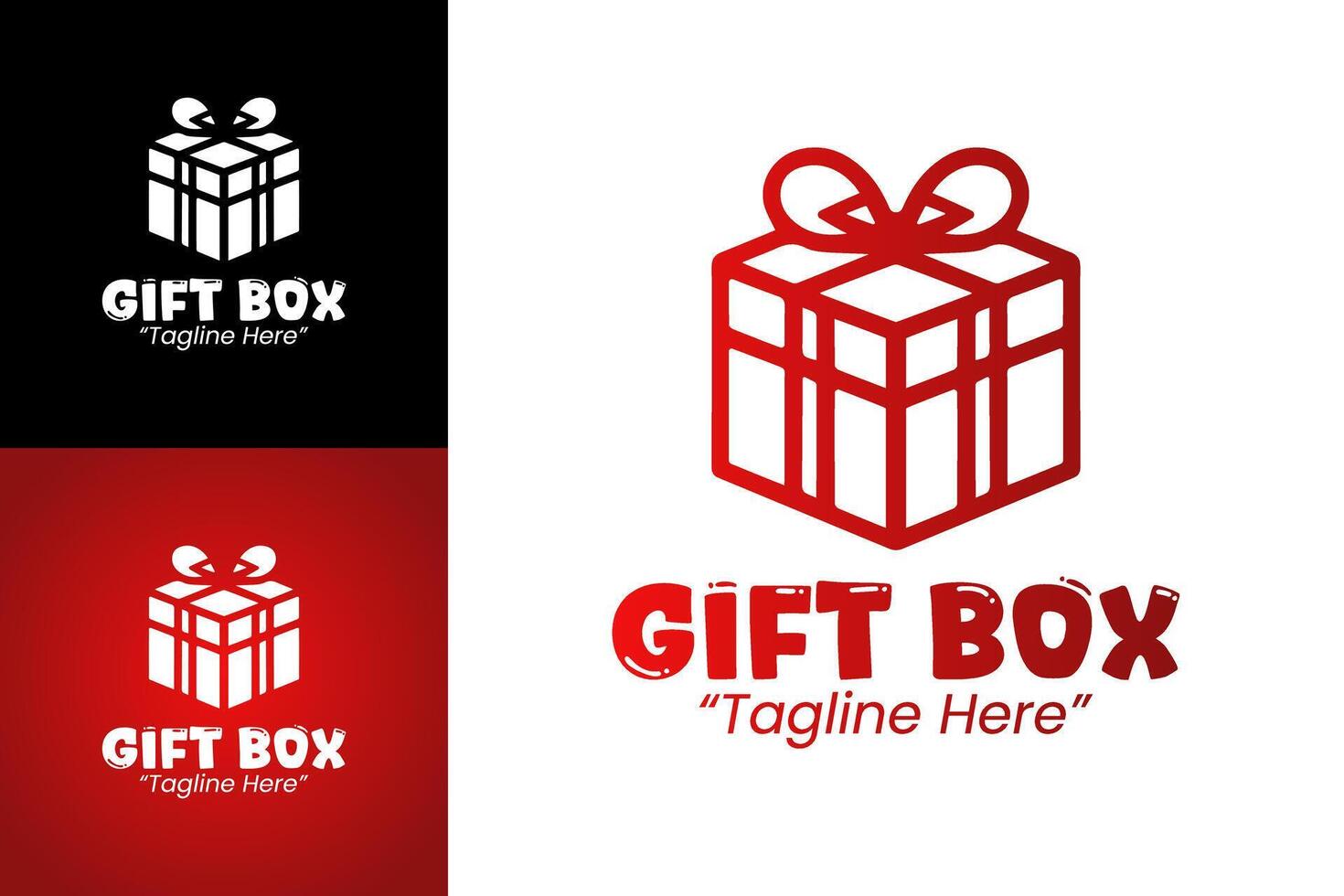 Creative and Modern Red Gradient Gift Box Logo for Seasonal Marketing vector