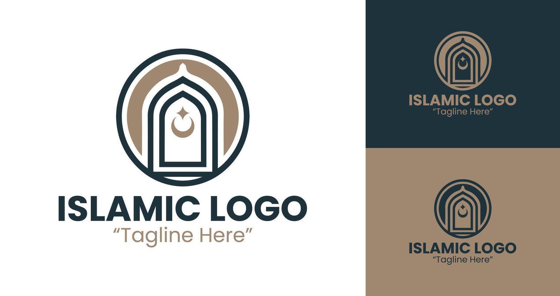 Exclusive Brown and Dark Blue Islamic Logo for Event Branding and Identity vector