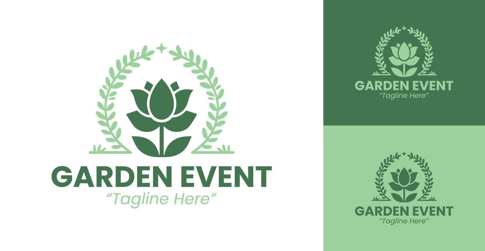 Modern Green Garden Event Logo for Nature-Inspired Branding and Marketing vector