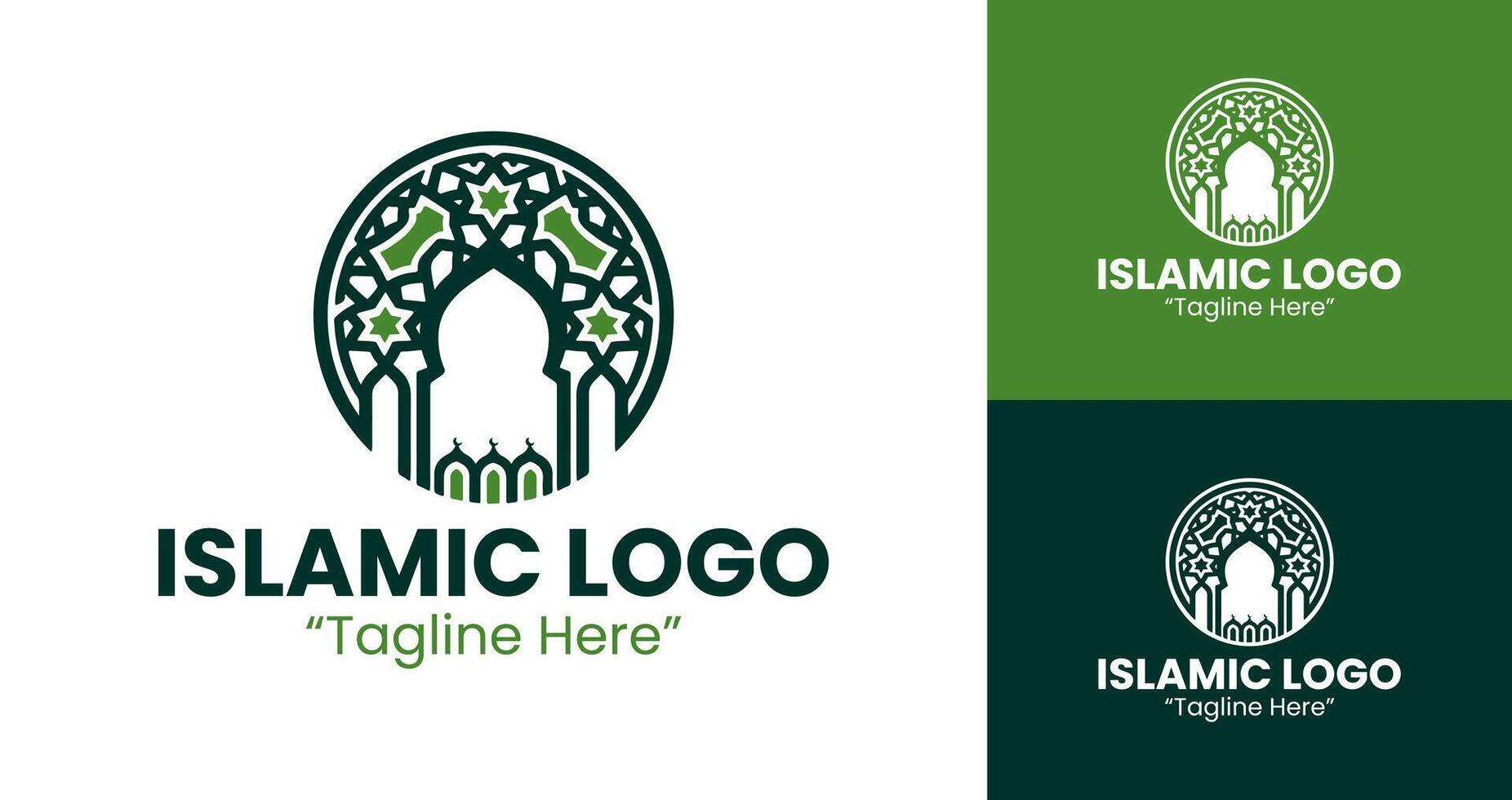 Timeless and Geometric Islamic Logo in Green and White for Clean Branding vector