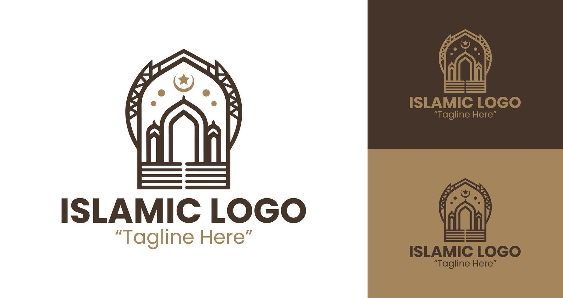 Professional Islamic Logo Design for Modern Branding in Brown and Dark Blue vector
