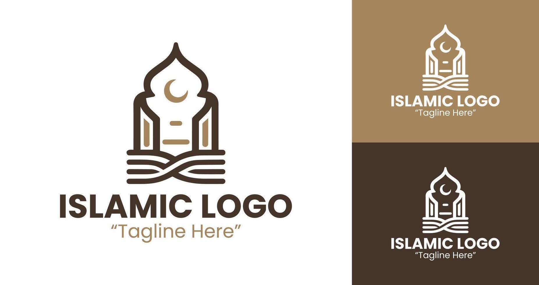 Minimalist Islamic Logo Design for Branding and Identity in Brown and Blue vector