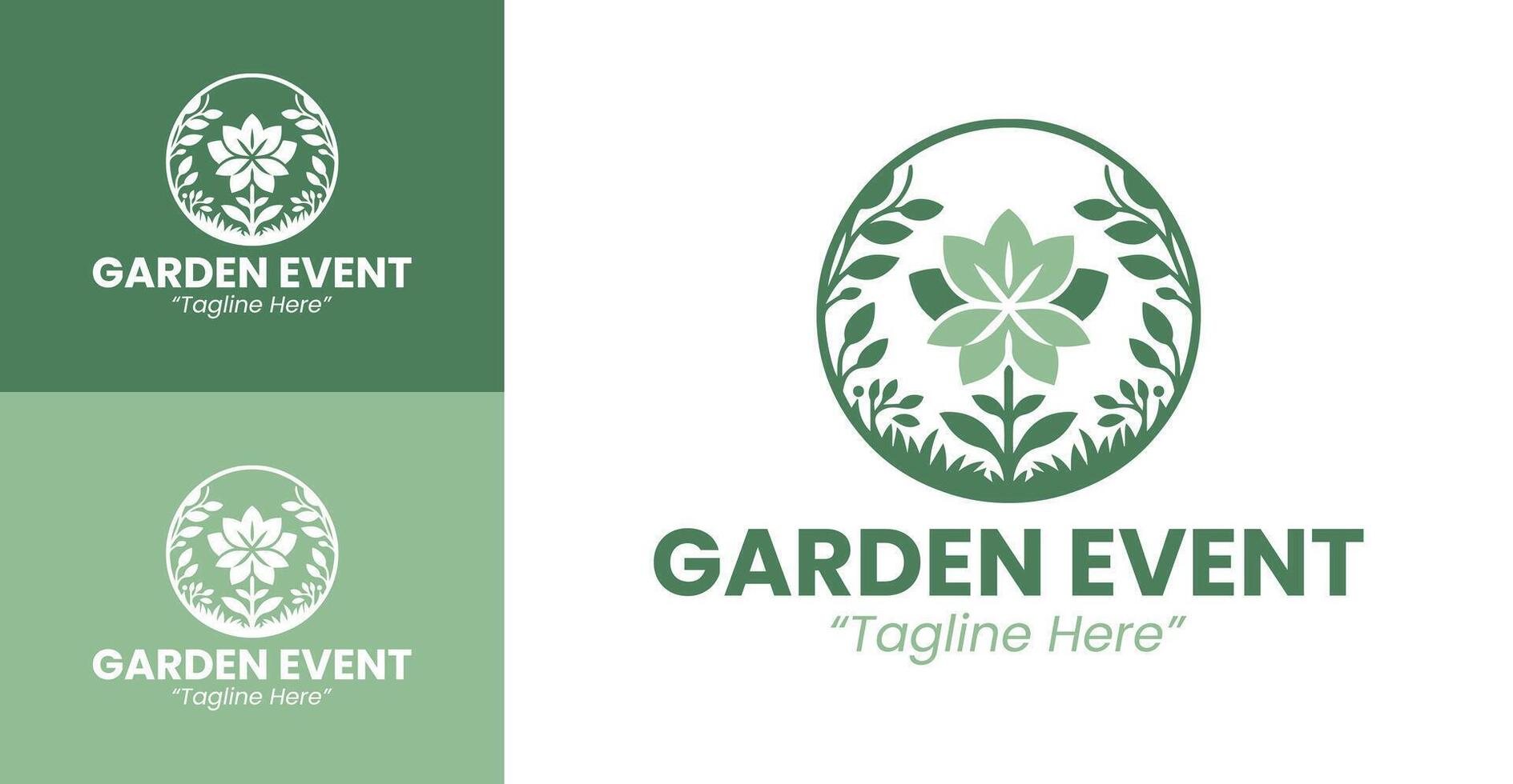 Elegant Green Garden Event Logo for Nature-Themed Branding and Events vector