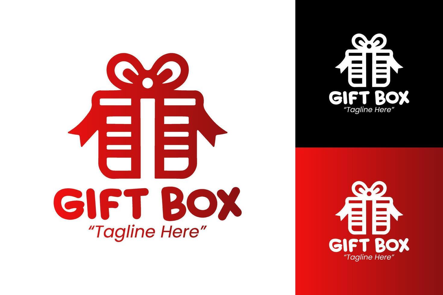 Dynamic Gift Box Logo with Red Gradient for Holiday Branding and Event Design vector
