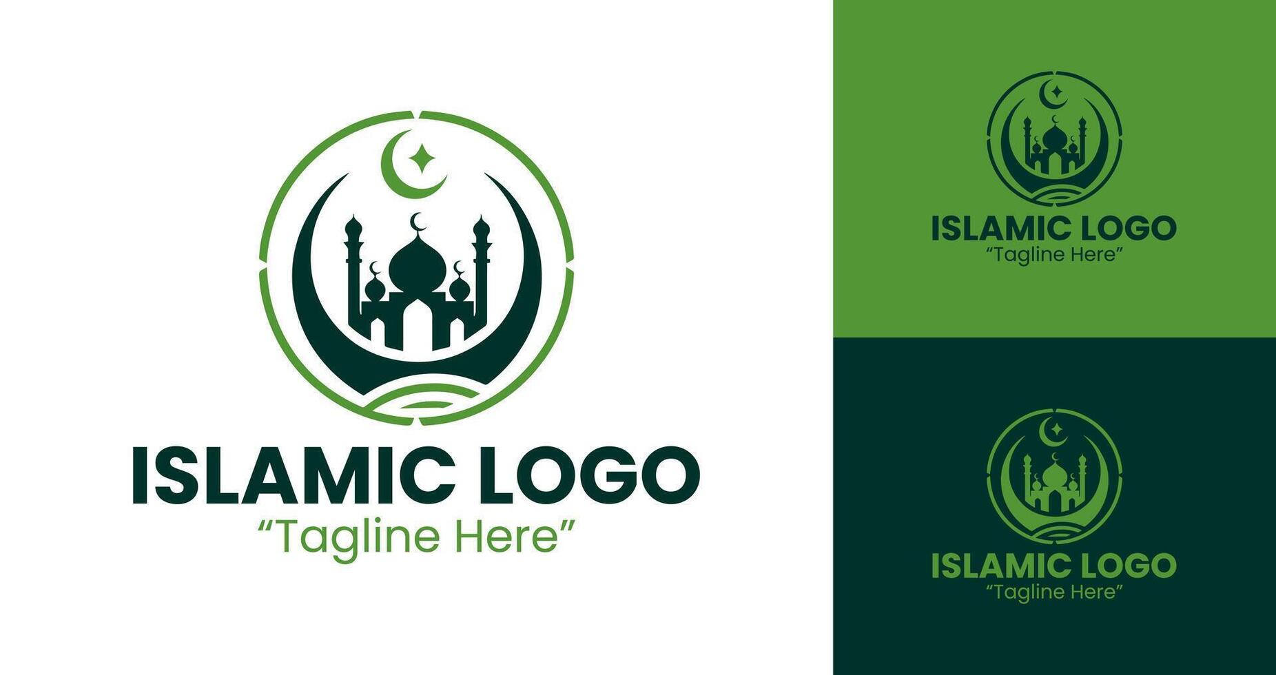 Exclusive Green Mosque and Crescent Logo for Islamic Event Identity vector