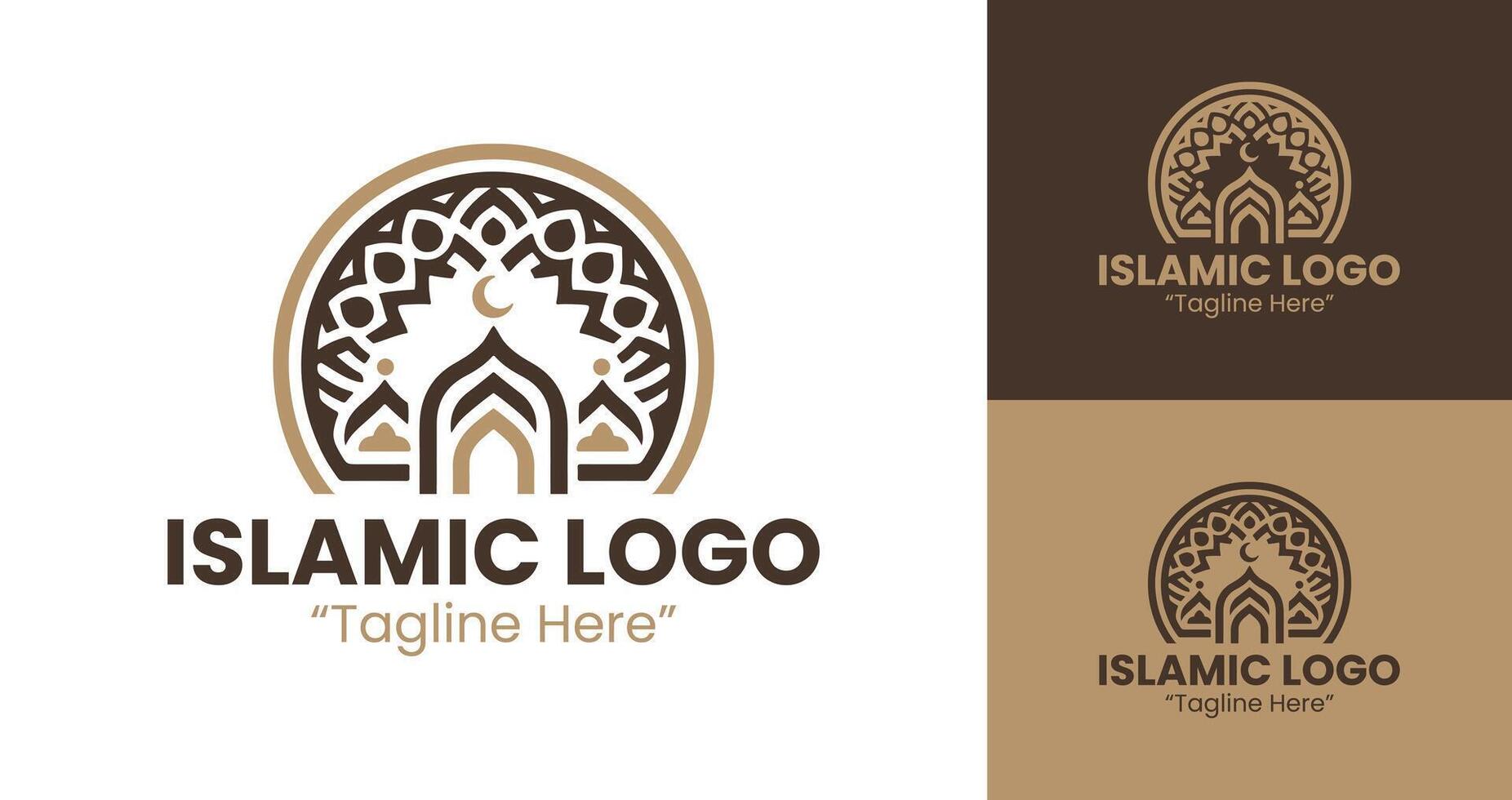 Contemporary and Elegant Islamic Logo Design in Brown and Dark Blue for Branding and Business Identity vector