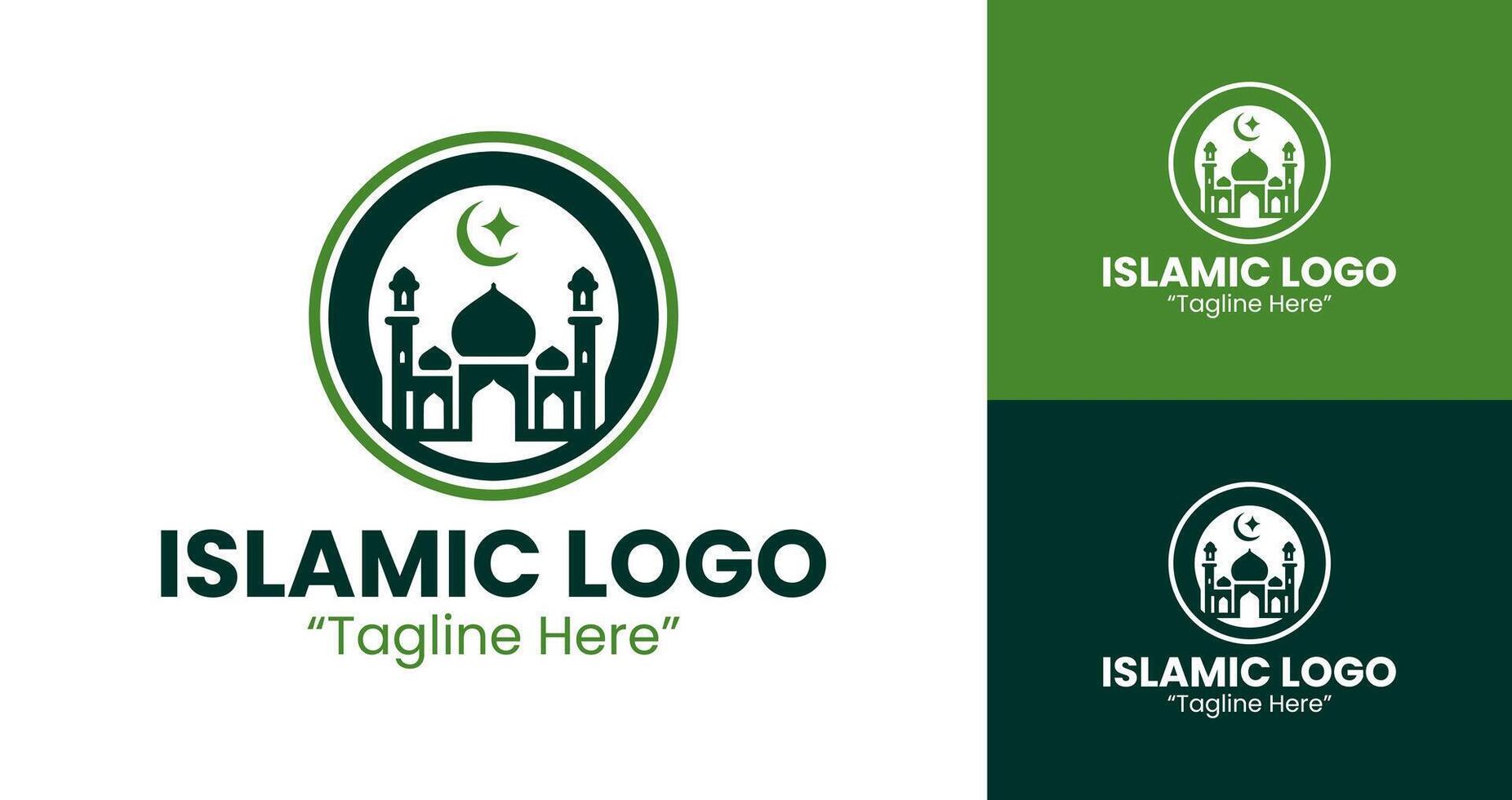Premium Green Mosque and Crescent Logo for Islamic Event Branding vector