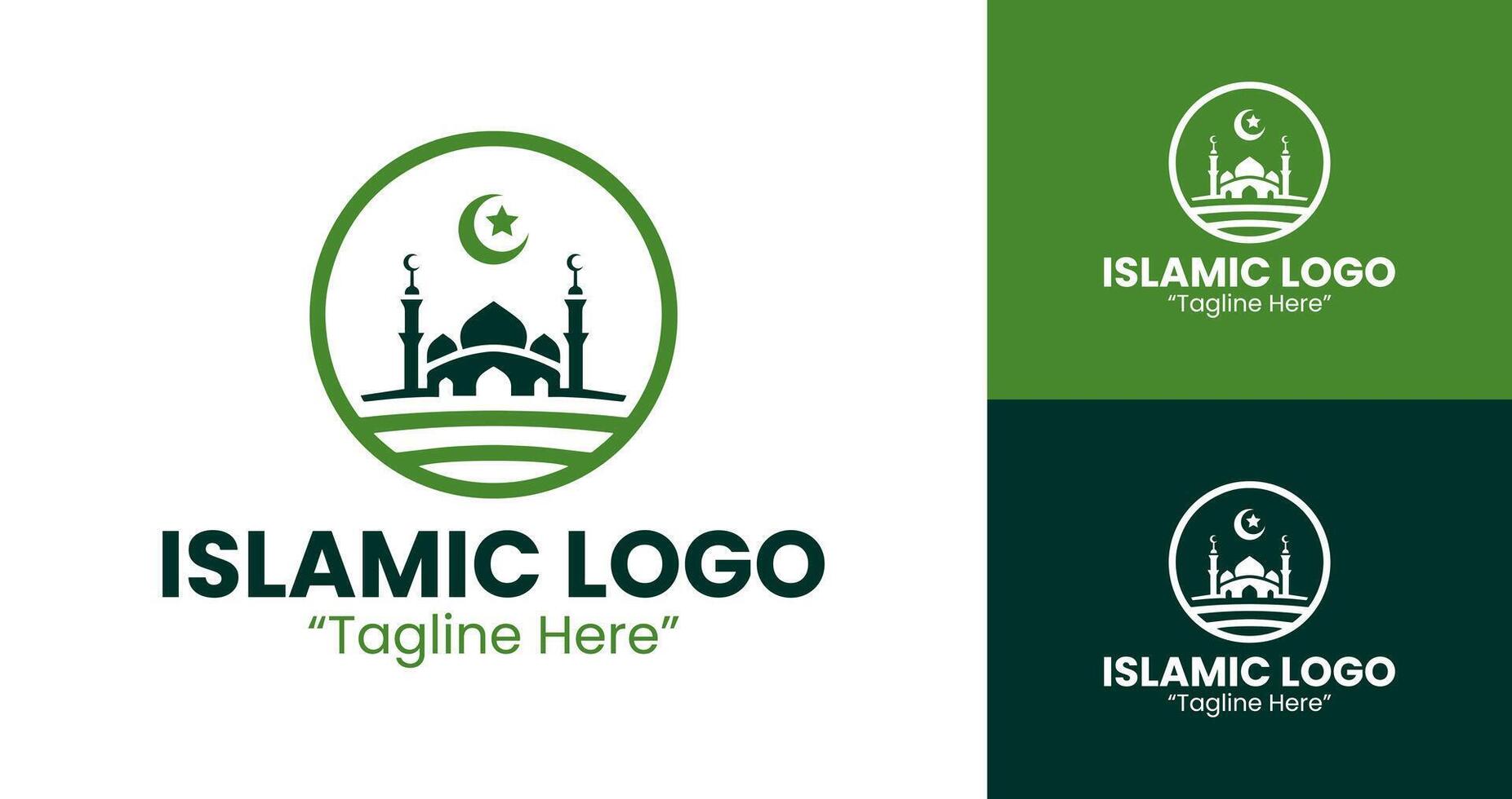 Stylish Green Mosque and Crescent Logo for Event Branding and Identity vector