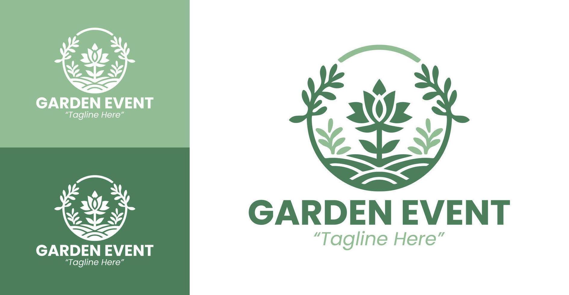 Professional Green Garden Event Logo for Floral Branding and Event Identity vector