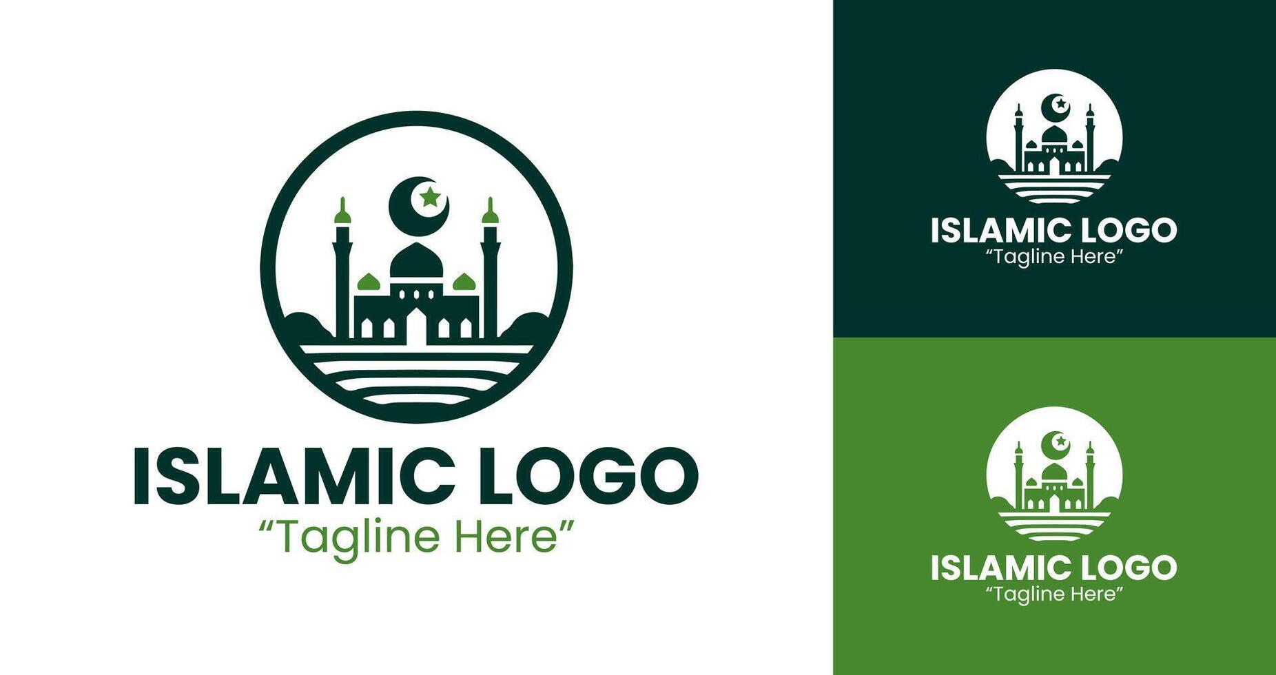 Elegant Green Mosque and Crescent Logo for Islamic Branding and Event Design vector