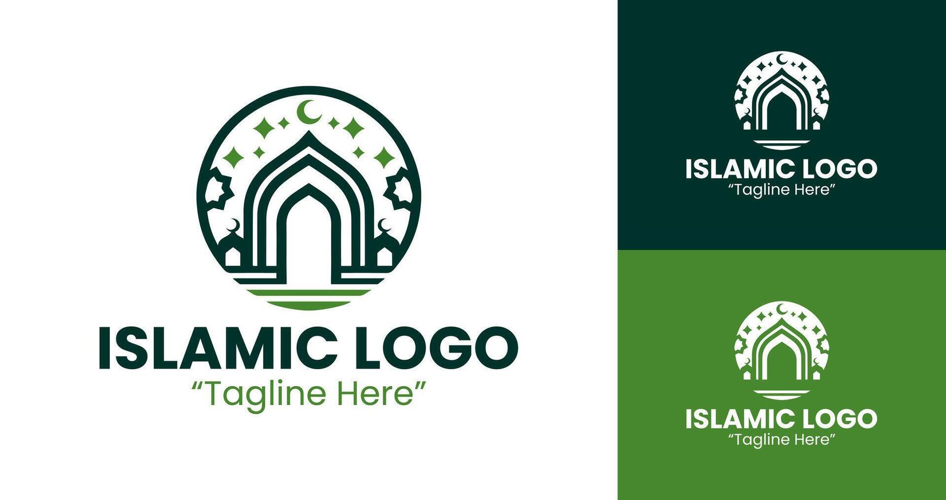 Creative and Minimalist Islamic Logo with Green and White Design for Identity vector