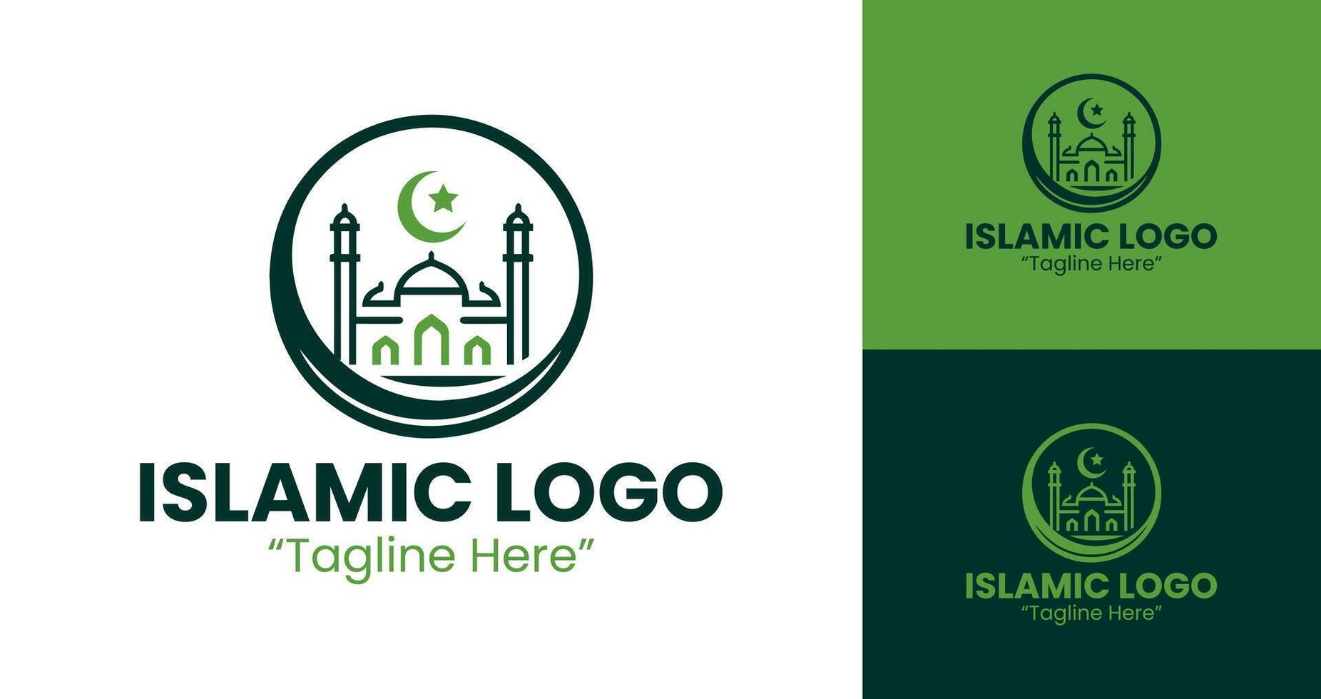 Stylish Green Mosque and Crescent Logo for Modern Islamic Branding vector